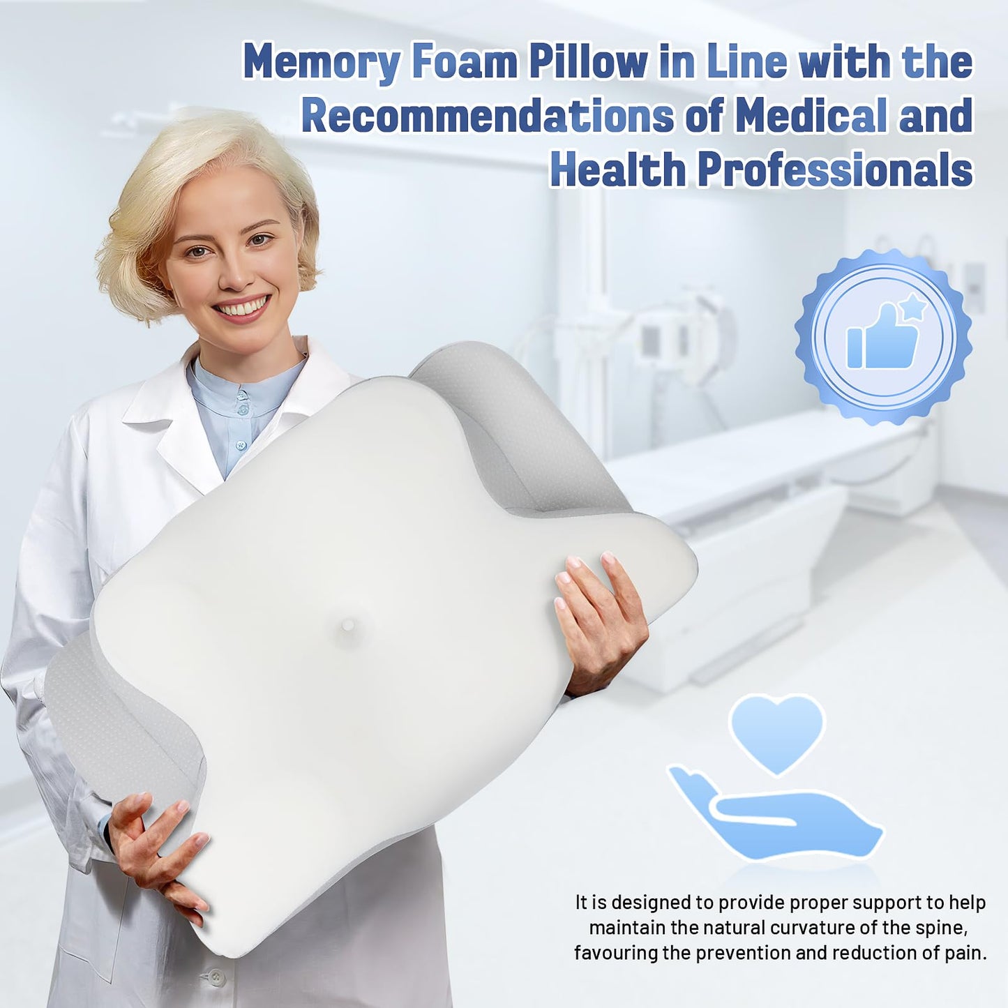 Ergonomic Pillow Side Sleeper-Satisure Cervical Pillow for Neck Pain Relief Memory Foam Pillows, Cooling Pillow for sleeping Orthopedic Bed Pillow for Side Back Stomach Sleepers with Washable Ice Silk