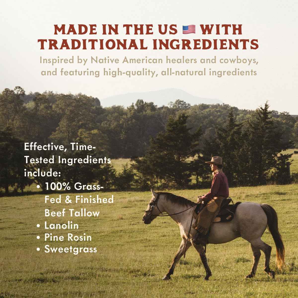 True Grit Tallow John Wayne Inspired Deep Moisture Tallow Salve – Herb-Infused Unscented – Essential Oil-Free Soothing Balm for Sensitive Skin – 2 oz