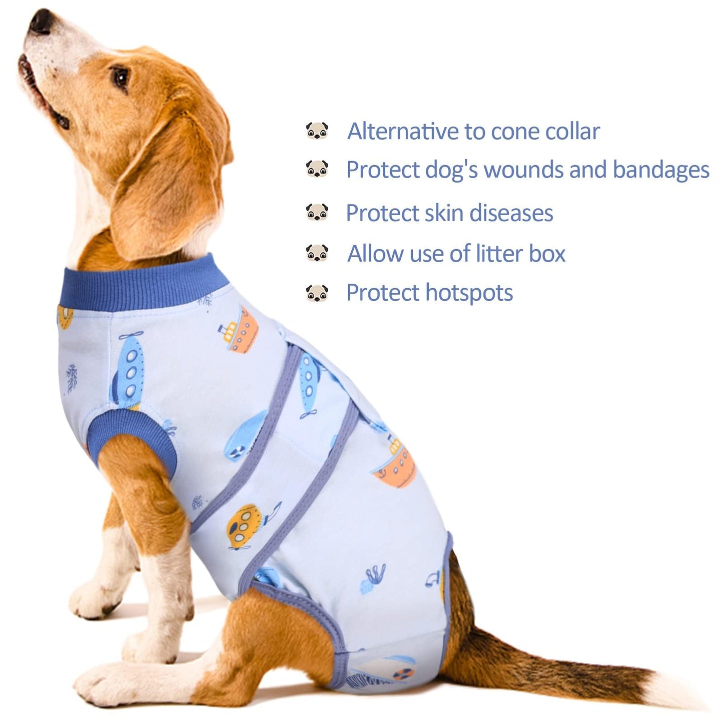 Kuoser Recovery Suit for Dogs Cats After Surgery, Professional Pet Recovery Shirt Dog Abdominal Wounds Bandages, Substitute E-Collar & Cone,Prevent Licking Dog Onesies Pet Surgery Recovery Suit