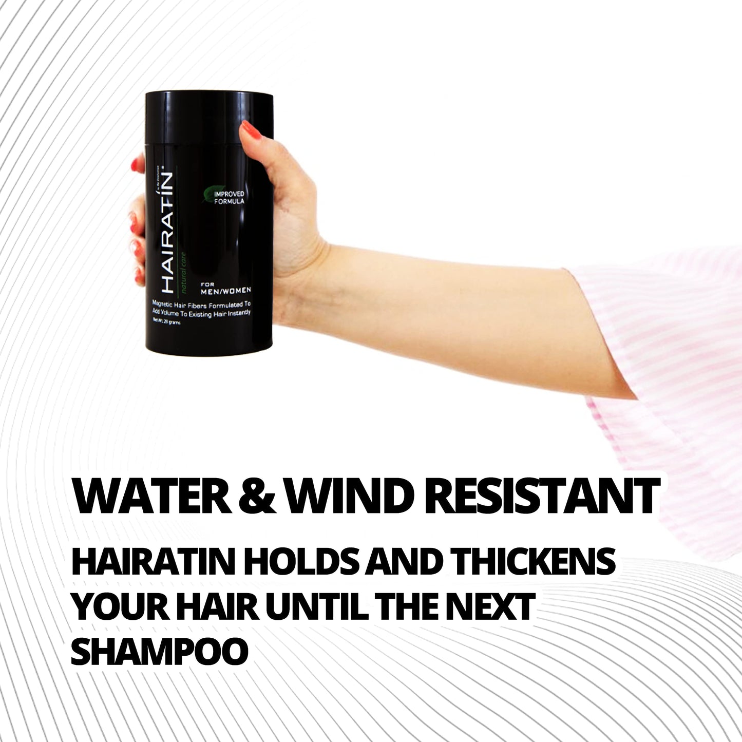 HAIRATIN Building Fibers for Thinning Hair, Black, 28G - Achieve Fuller, Natural Looking Results, Instantly Conceals Hair Loss in 10 Seconds, Thickener & Bald Spot Cover Up for Men & Women