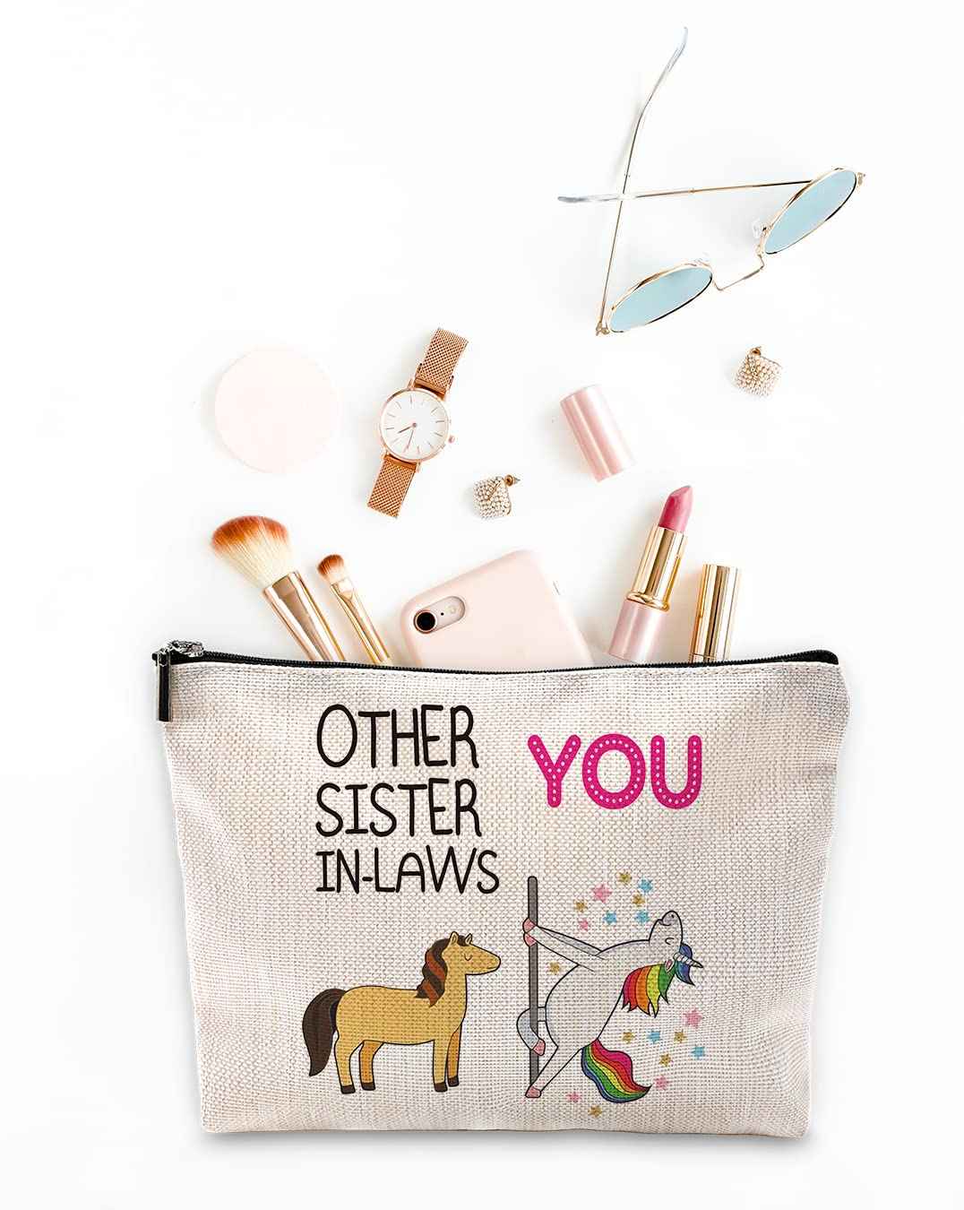 Sufamb Funny Other Sister-in-Laws and You Makeup Bag,Best Sister-in-Law Gifts Cosmetic Pouch for Girls,Christmas Birthday Wedding Gifts for Sister in Law Stepsister