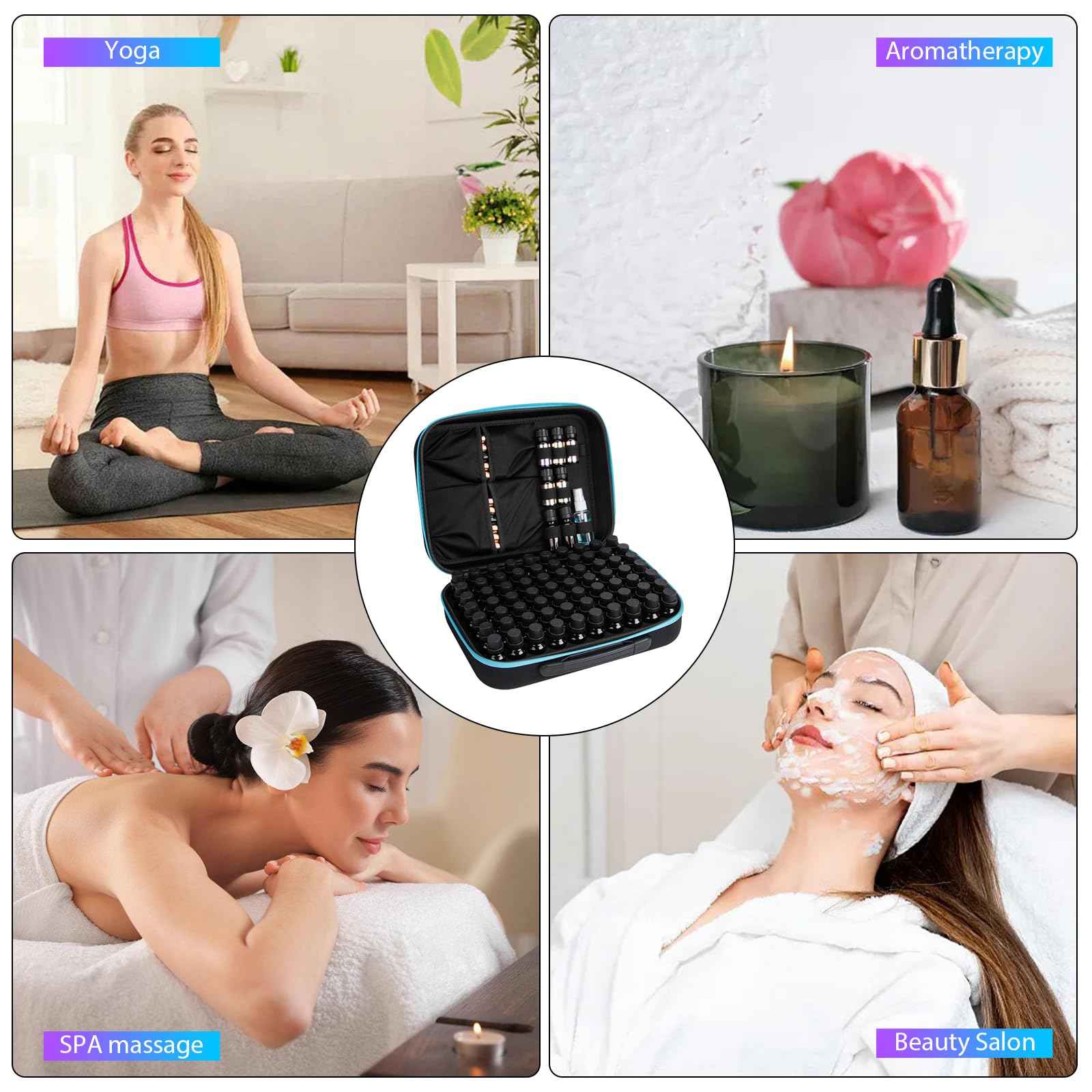 DHXYZZB Essential Oils Carrying Case Holds, 70 Bottles 5ml, 10ml, 15ml Bottles Storage Organizer Bag Hard Shell EVA, Essential Oil Bag with Labels & Bottle Opener & Plastic Droppers (Orange)