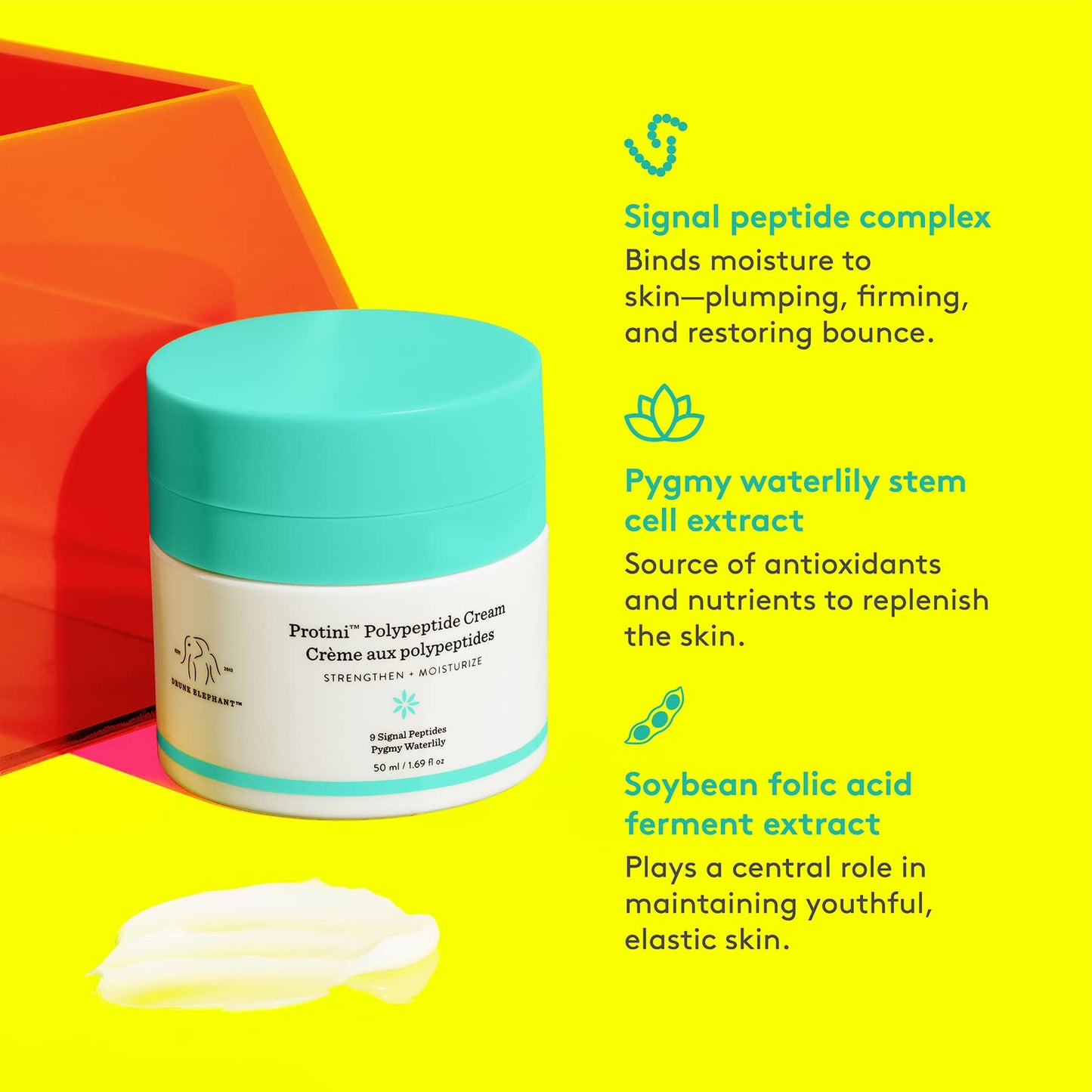 Drunk Elephant Protini Polypeptide Cream Mini. Protein Face Moisturizer with Amino Acids. (0.50 oz / 15 mL)