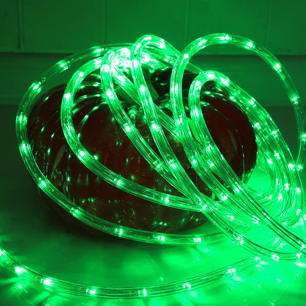 50ft 360 LED Waterproof Rope Lights,110V Connectable Indoor Outdoor Led Rope Lights for Deck, Patio, Pool, Camping, Bedroom Decor, Landscape Lighting and More (Green)