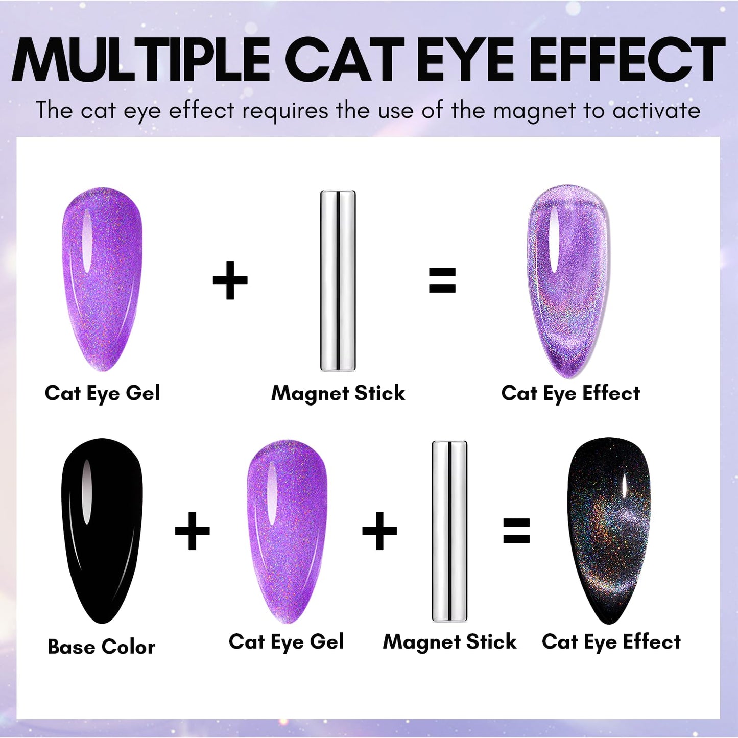 Makartt Gel Nail Polish Cat Eye Holographic Gel Polish Blissful Mauve Universal Rainbow Sparkly Glitter Unique Magnetic Effect Nail Gel for DIY Nail Art UV LED Soak Off Manicure 10ml