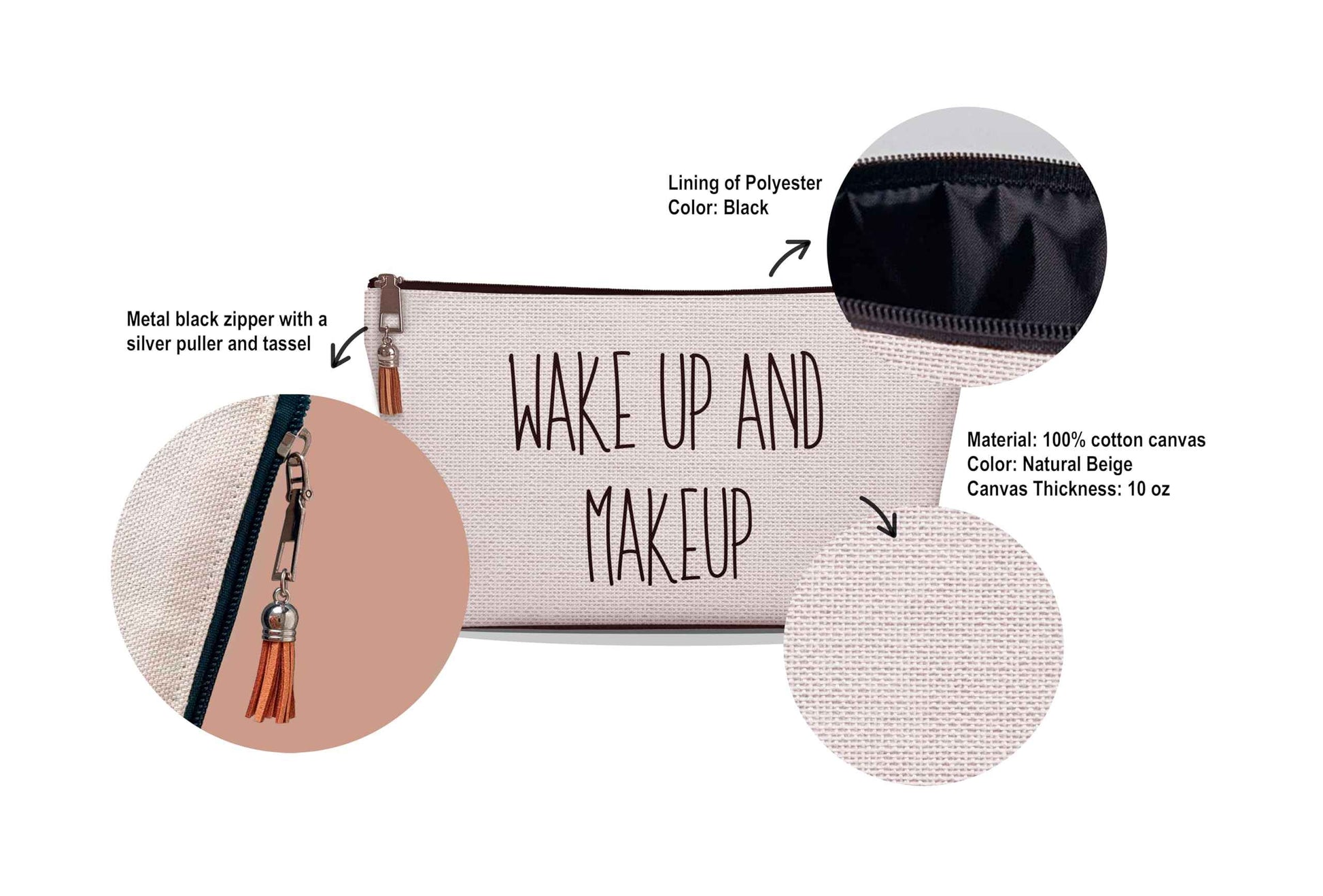 USEFEX Stylish Makeup Bag Organizer | Perfect 100% Cotton Canvas Cosmetic Bag Ideal for Travel and for Cute Gifts