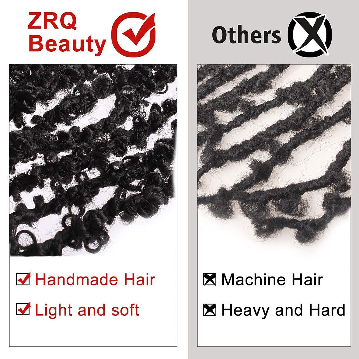 ZRQ Butterfly Locs Crochet Hair 18 Inch 6 Packs Pre Looped Distressed Crochet Braids Most Natural Hair Extension for Black Women (18 Inch,1B)