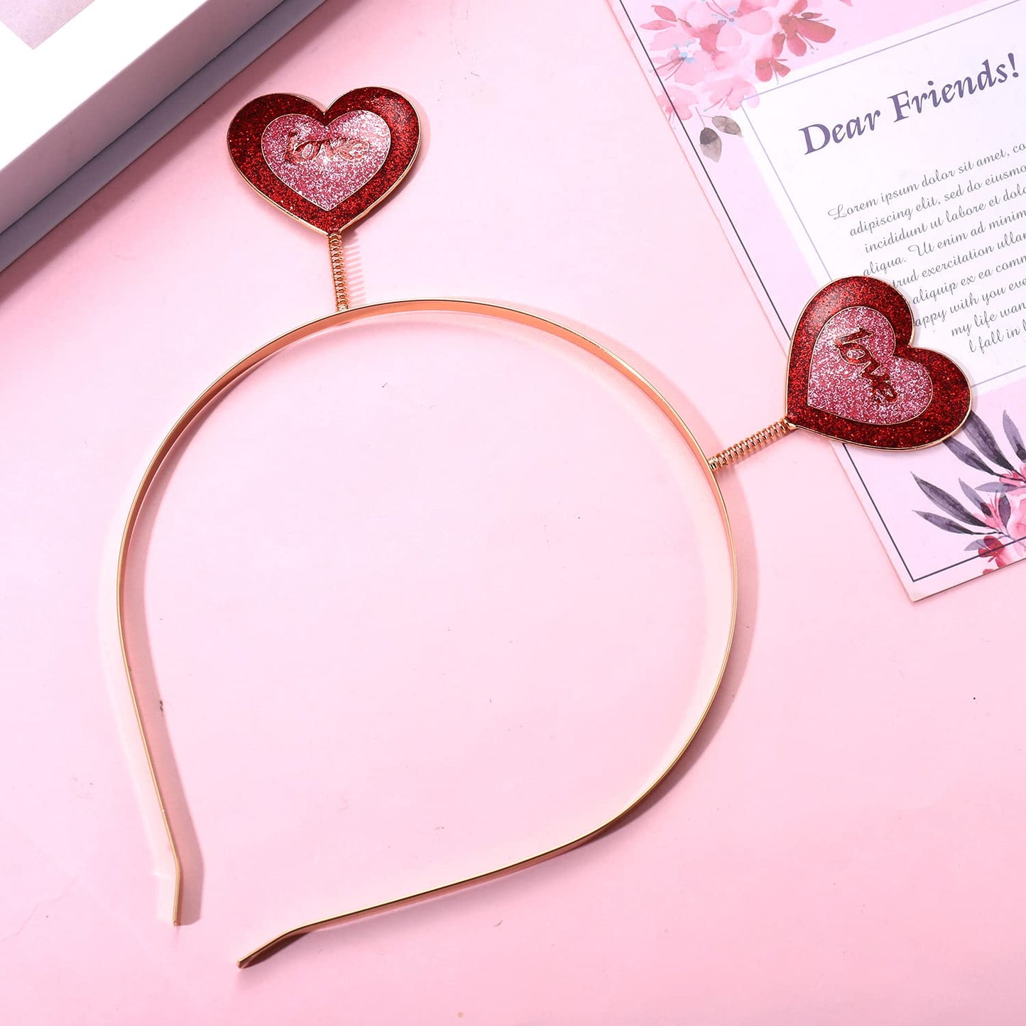 Heart Headbands for Women Girls Valentine's Day Headband Rhinestone Glitter Love Heart Tiara Hair Hoop Girlfriend Wife Gifts (C Love Heart Headband23)