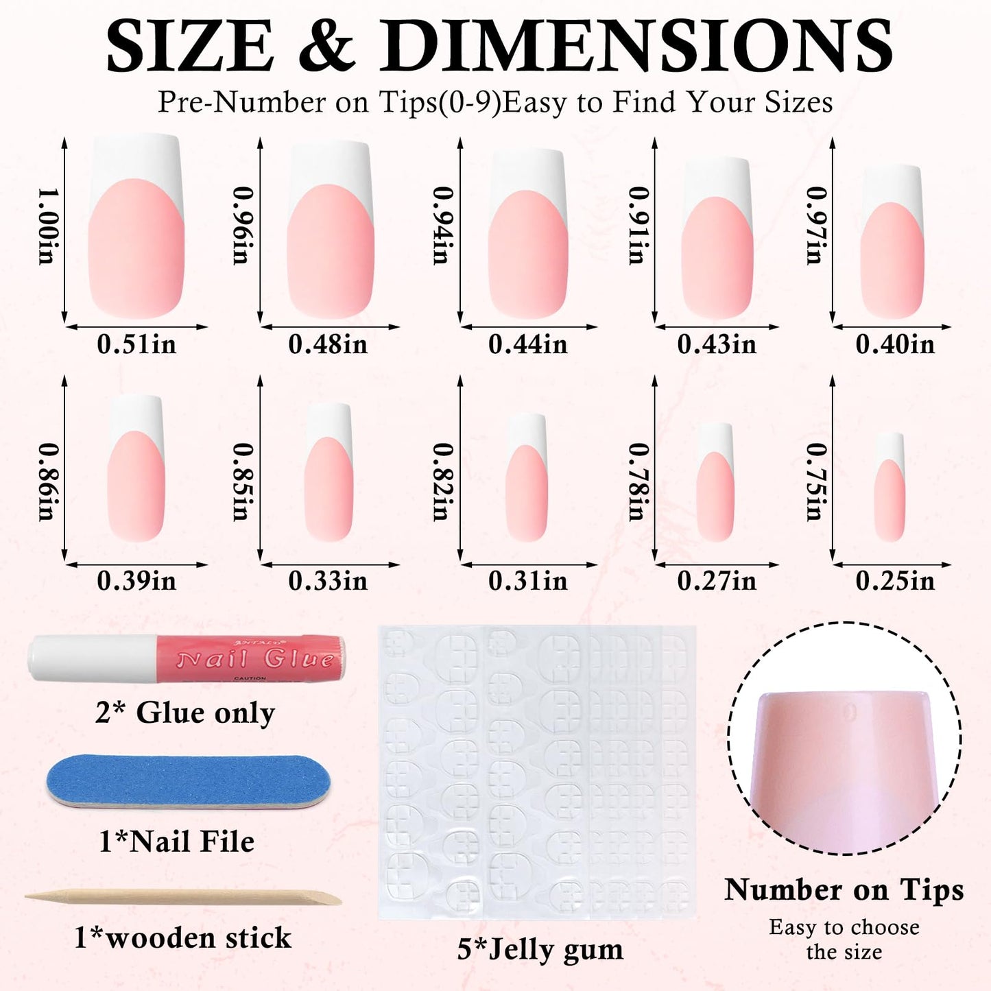 Bellelfin 120Pcs White French Tip Press on Nails Medium Square Glue on Nails, Full Cover Matte French Tip Fake Nails Nude Acrylic Nails Press on for Women Girls Artificial Fingernails