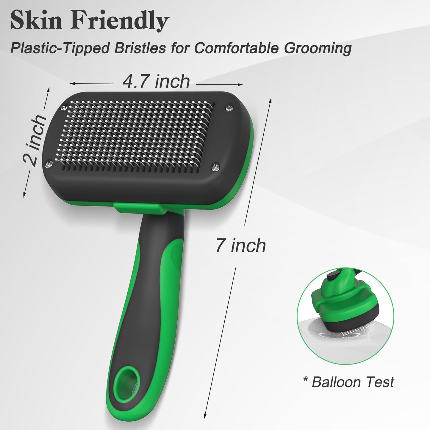 Swihauk Self Cleaning Slicker Brush for Dogs & Cats - Skin Friendly Deshedding Brush for Long and Short Haired Pets, Grooming Brush, Green