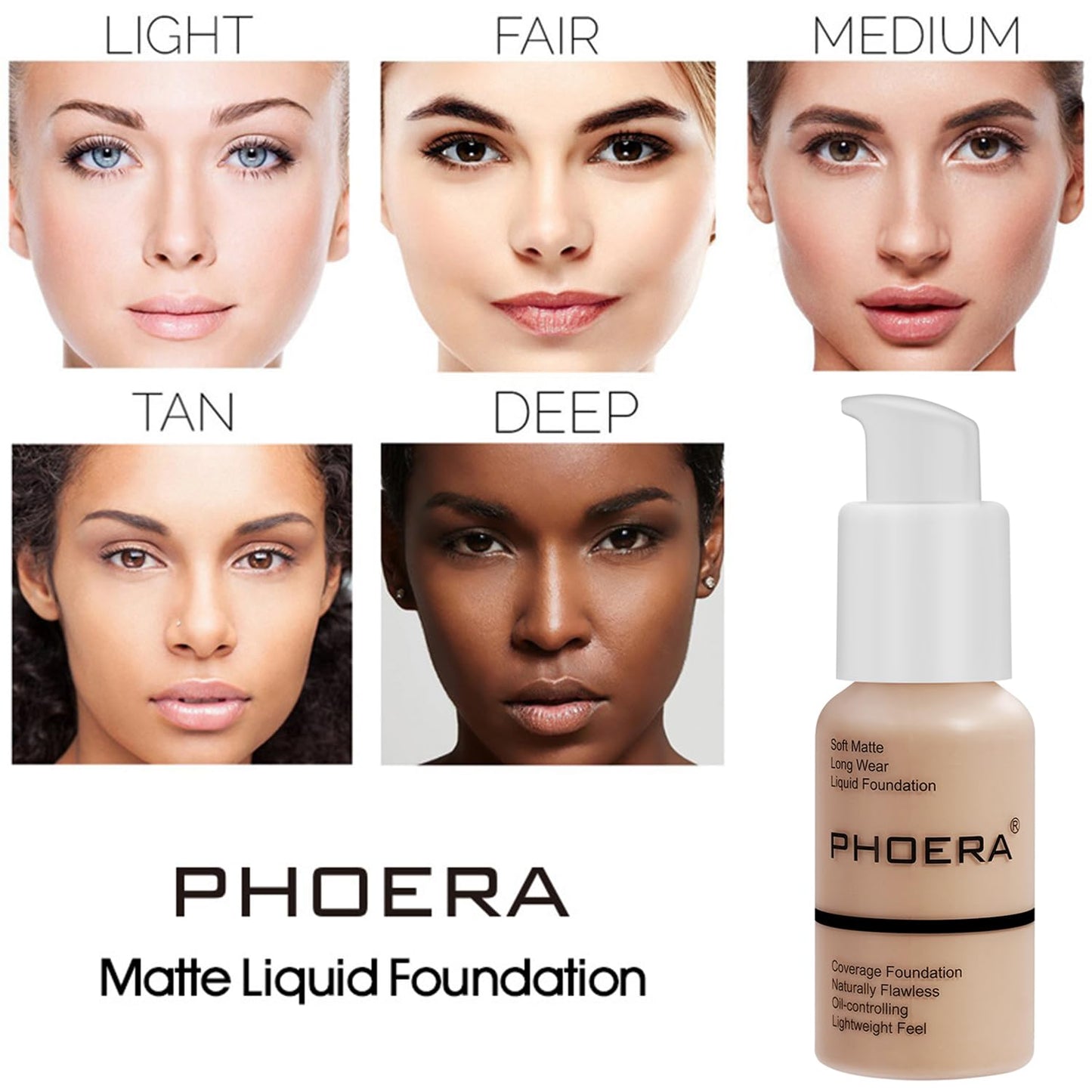 PHOERA Foundation Full Coverage,PHOERA Face Powder, Soft Focus Setting Powder, PHOERA Makeup Lightweight Wrinkles Matte Natural Finish for a Flawless Complexion (104 Buff Beige+N.02 Cool Beige)