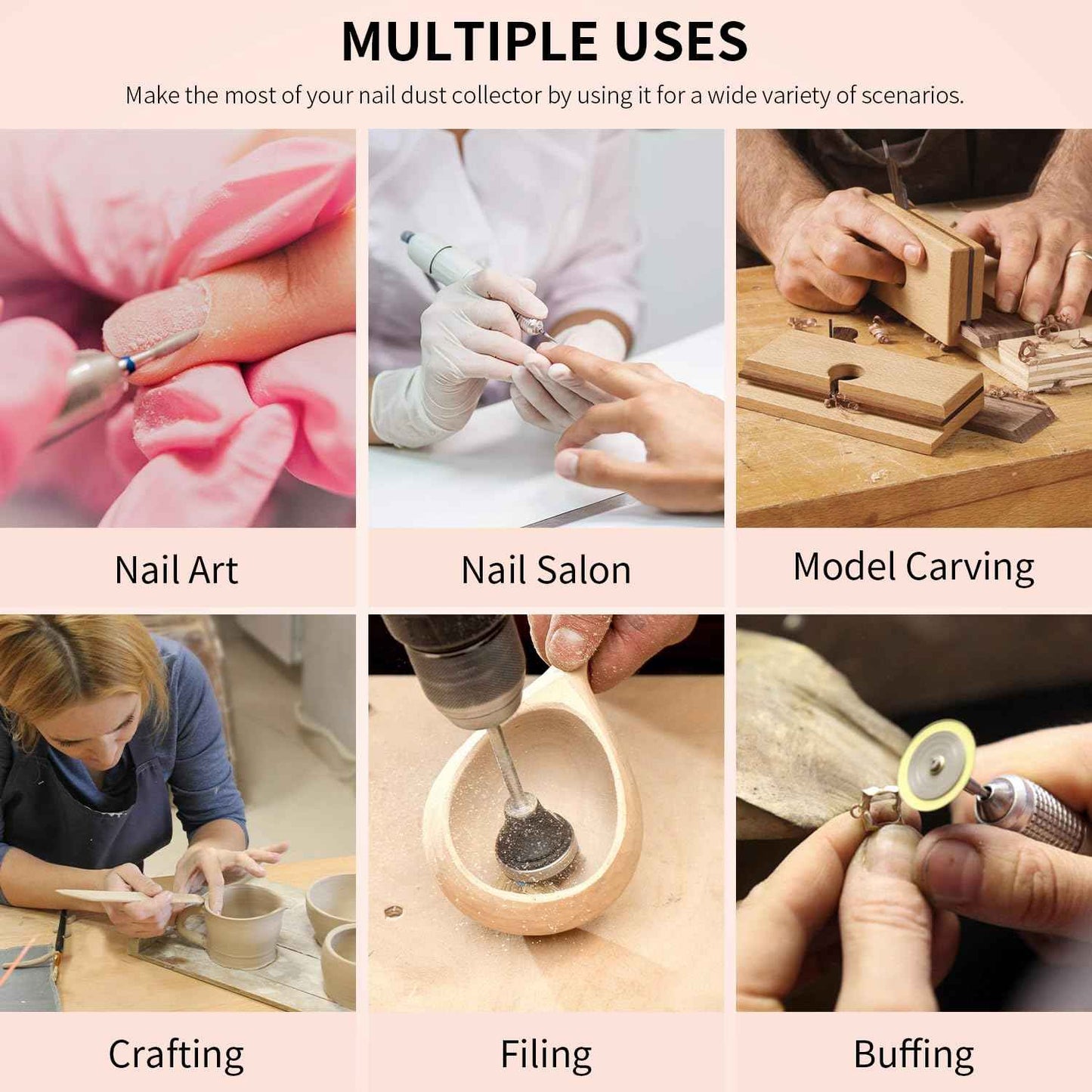 Powerful 80W Nail Dust Collector Built in Table Desk Nail Vacuum Cleaner Professional Table Embedded Dust Extractor Vacuum Built in Desktop Nail Dust Collector Quiet Nail Fan Acrylic Nail Tools