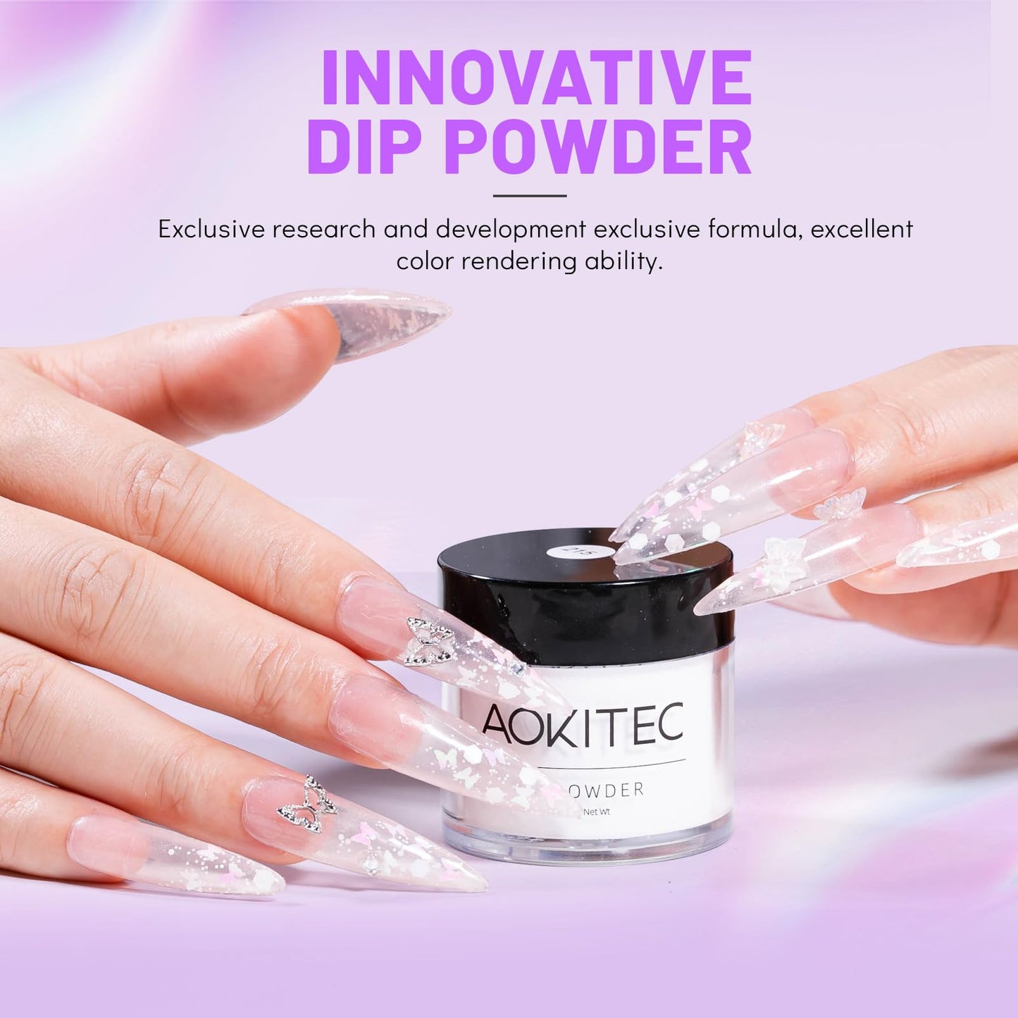 Aokitec Dip Powder Dancing Elves - Y2K Glitter Pink Color 1 Oz Nail Dipping Powder French Powder Pro Collection System Nail Art Starter Manicure Salon Home DIY for Girls Women Long-Lasting