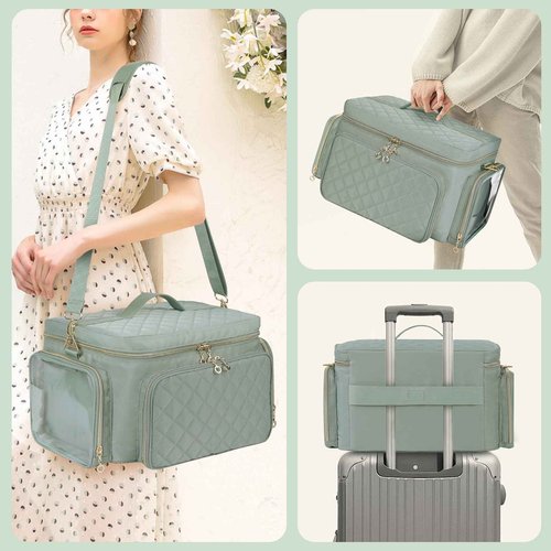 Bagmoly Nail Polish Organizer, Nail Polish Storage Holds 50-70 Bottles & Nail Lamp, Portable Travel Nail Kit Storage Carrying Case Fits Nail Suppiles, Gift for Manicurist, Grils (Green)