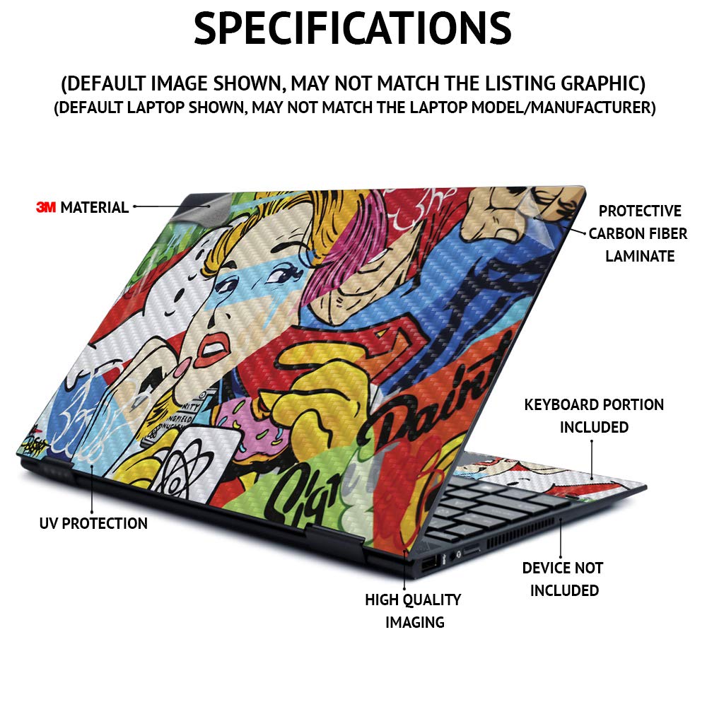 MightySkins Carbon Fiber Skin for HP Spectre X360 13.3" Gem-Cut (2019) - Funky Pineapples | Textured Carbon Fiber Finish | Easy to Apply, Remove, and Change Styles | Made in The USA