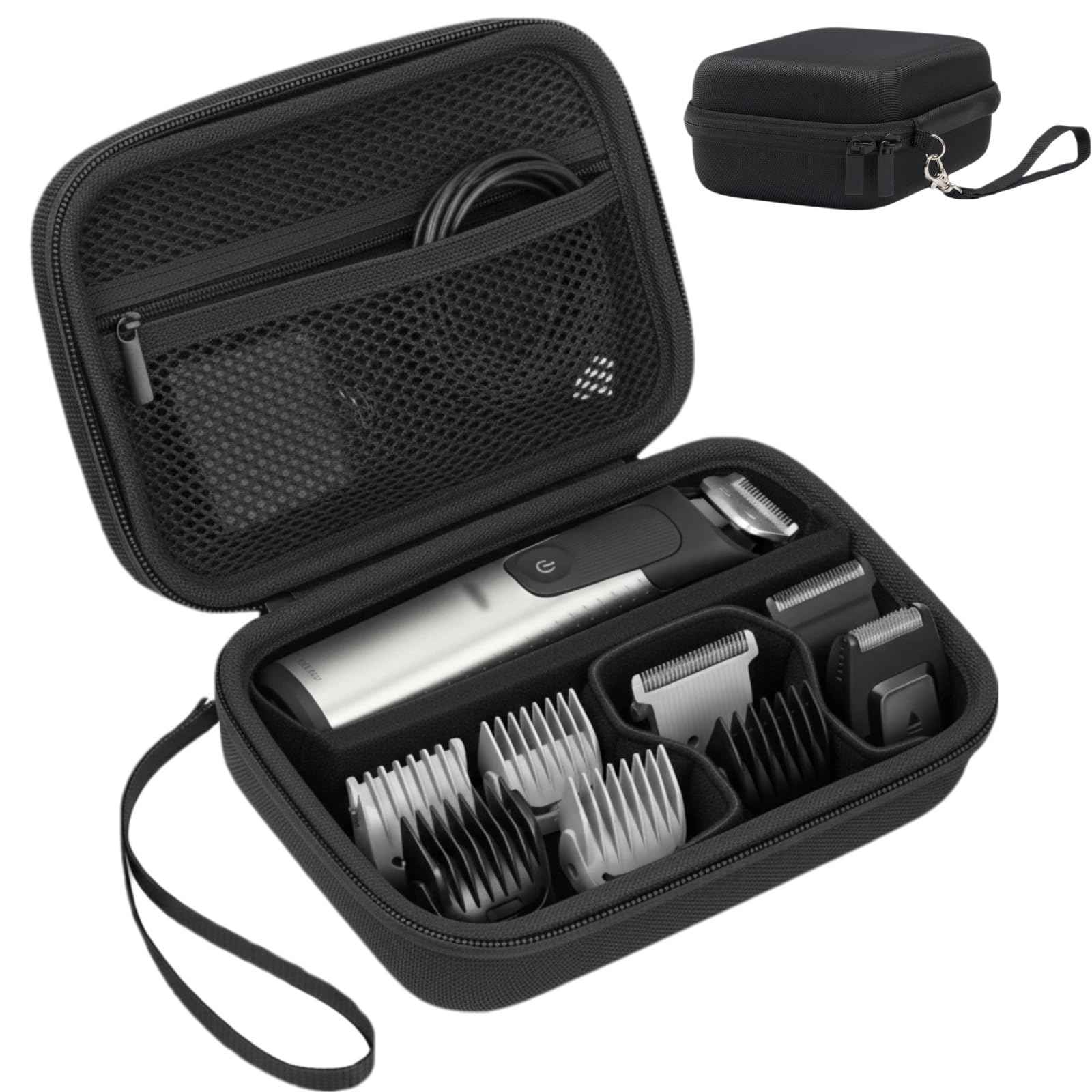 ZyCooom Beard Trimmers Case, Hair Clipper Shaving Hard Travel Case Compatible with Norelco Multigroom Series 9000/7000/5000/3000, OLOV, Ufree, Oneblade, Electric Body Shaver and Accessories -Black