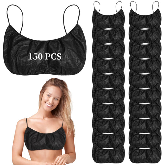 JUSTDOLIFE 150 PCS Disposable Non-Woven Bras, Women's Disposable Spa Top Underwear, Individually Pack Breathable Brassieres for Shower Physiotherapy Spray Tanning