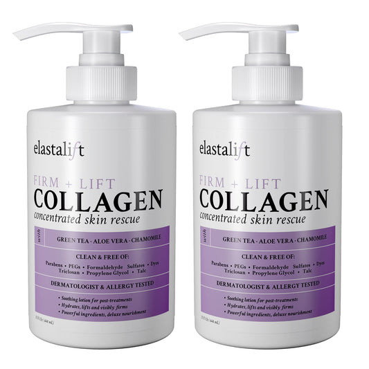 Elastalift Collagen Cream Fragrance Free Body Lotion & Face Moisturizer For Women & Men | Collagen Lotion | Skin Tightening Cream | Skin Firming + Tightening Lotion | Crepey Skin Care Treatment, 2PC