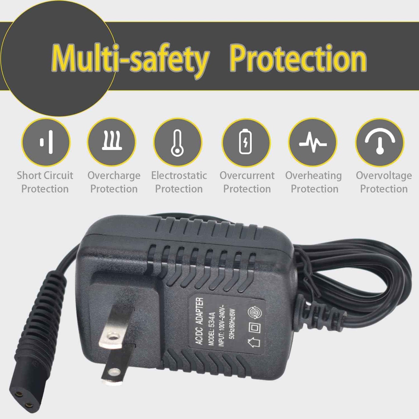 Replacment for BaByliss PRO Shaver FXFS2 Charger, 4.5V Power Adapter Compatible with BaBylissPRO Barberology Cordless Metal Double Foil Shaver FXFS2 Charging Cord