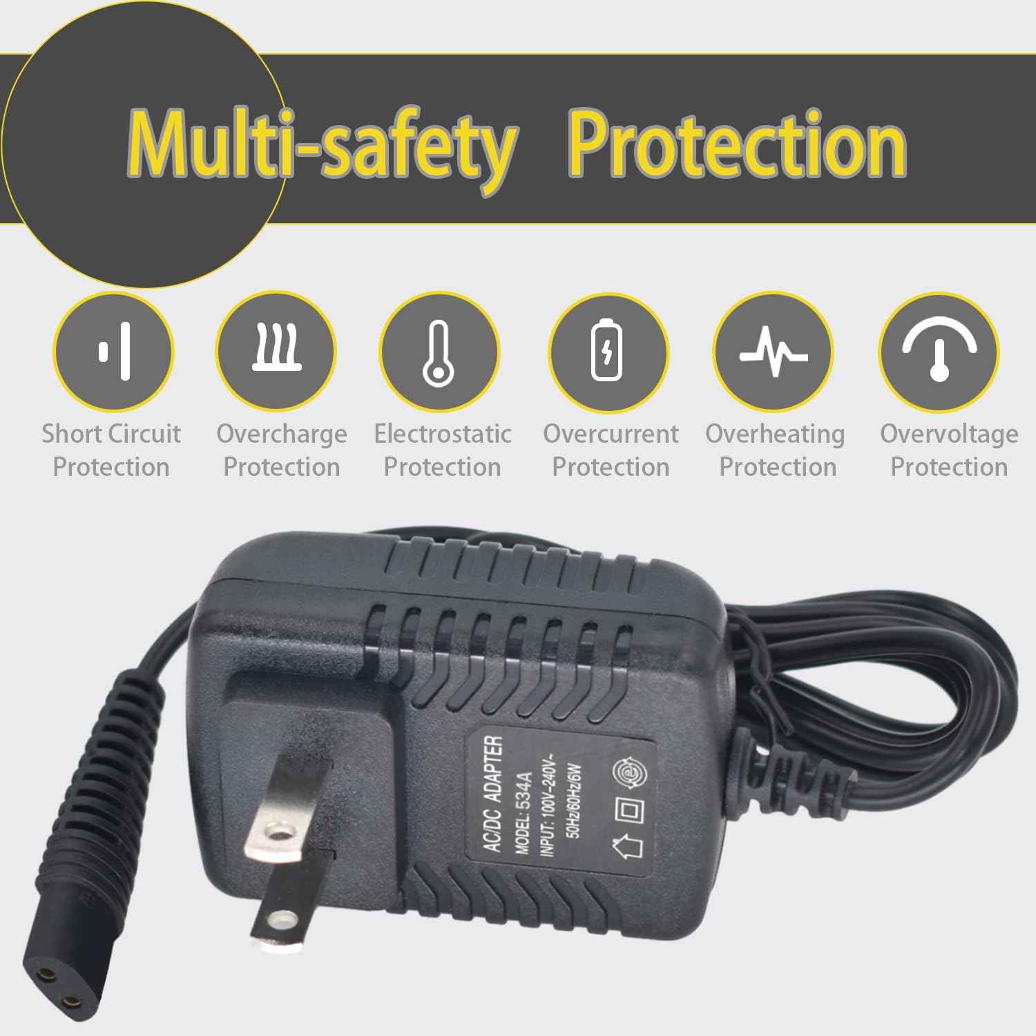 Replacment for BaByliss PRO Shaver FXFS2 Charger, 4.5V Power Adapter Compatible with BaBylissPRO Barberology Cordless Metal Double Foil Shaver FXFS2 Charging Cord