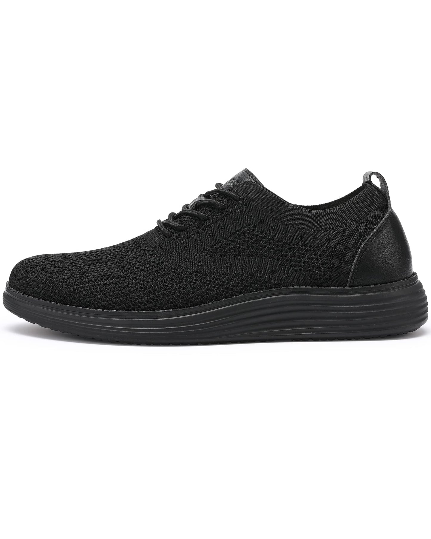 VILOCY Men's Casual Dress Sneakers Oxfords Business Shoes Lace Up Lightweight Comfortable Breathable Walking Knit Mesh Fashion Sneakers Tennis All Black,EU40