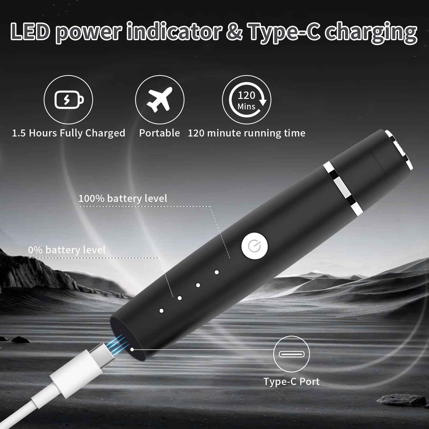 Erkot Nose Hair Trimmer for Men and Women, Eyebrow Trimmer, Electric Shaver Razor 3 in 1, Portable, Waterproof and Rechargeable for Ears, Face, Legs (Black)