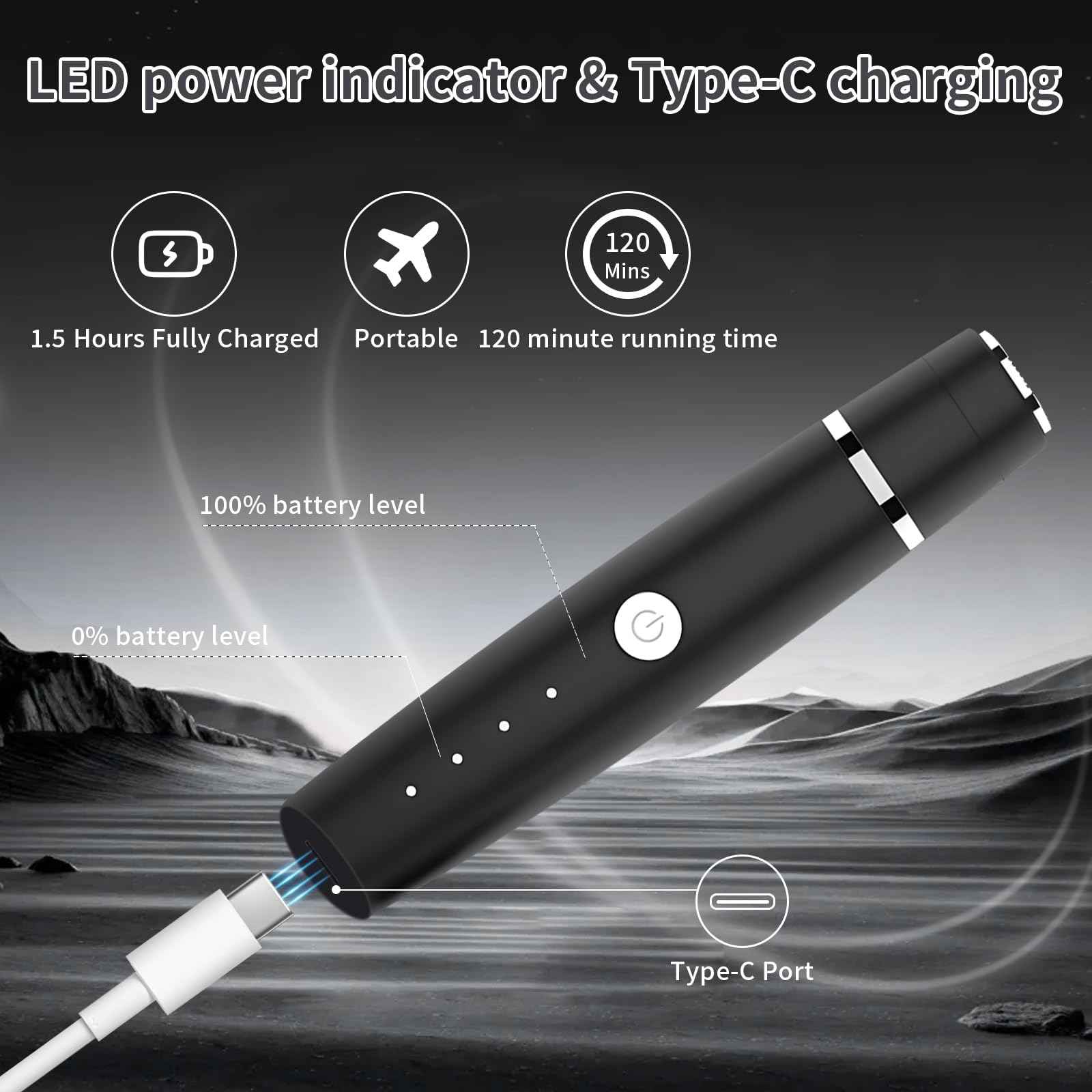 Erkot Nose Hair Trimmer for Men and Women, Eyebrow Trimmer, Electric Shaver Razor 3 in 1, Portable, Waterproof and Rechargeable for Ears, Face, Legs (Black)