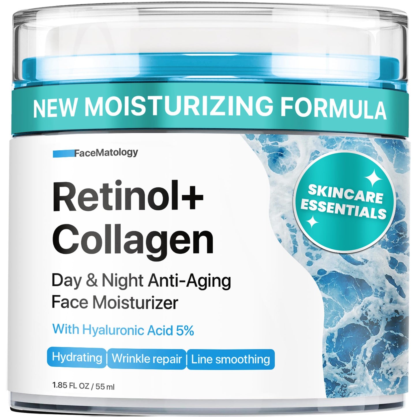 Face Moisturizer Retinol Cream - Men and Women Day & Night Neck Décolleté with Retinol, Collagen Hyaluronic Acid Hydrating Safe for All Skin Types