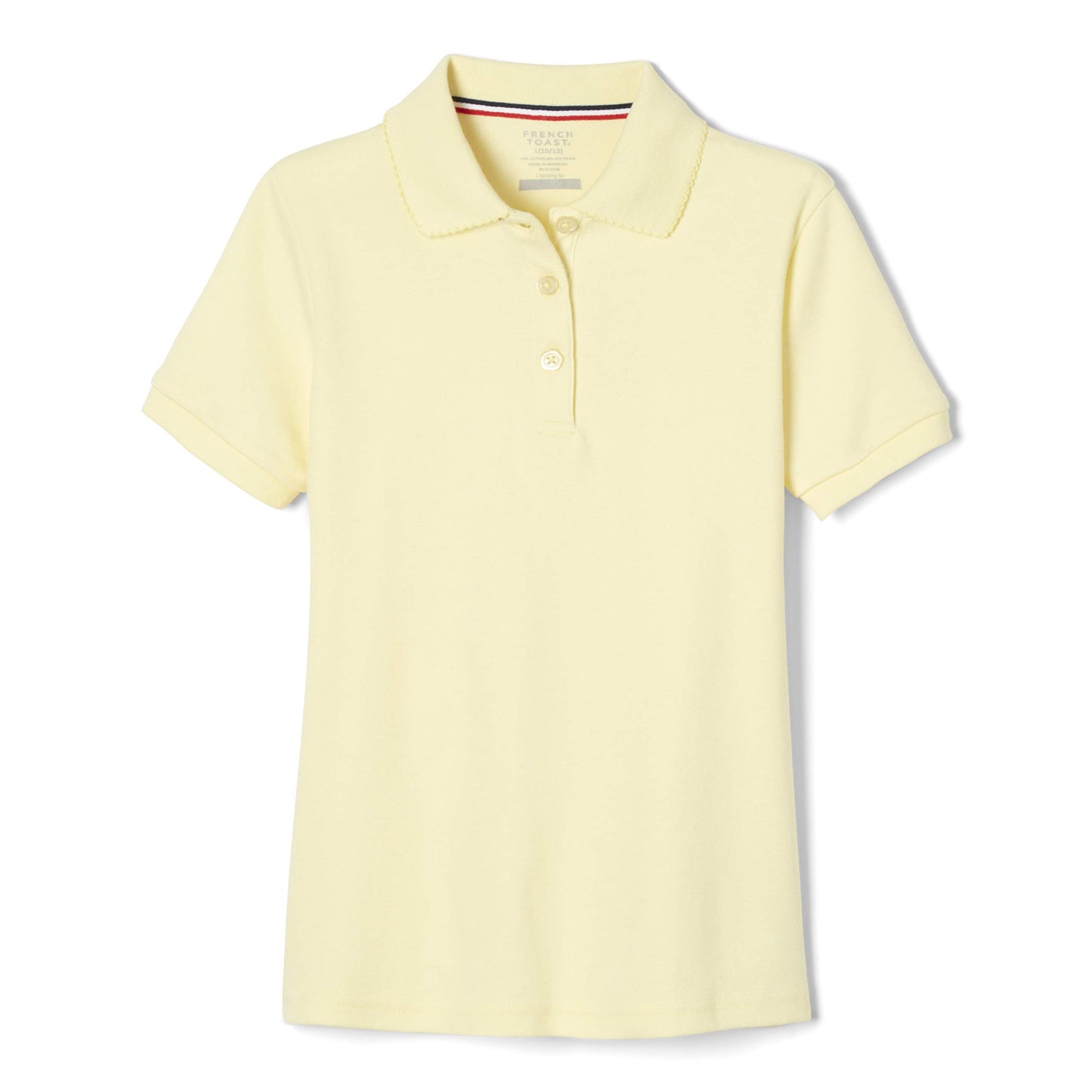 French Toast Little Girls' Toddler Short Sleeve Interlock Polo with Picot Collar, Yellow, 2T