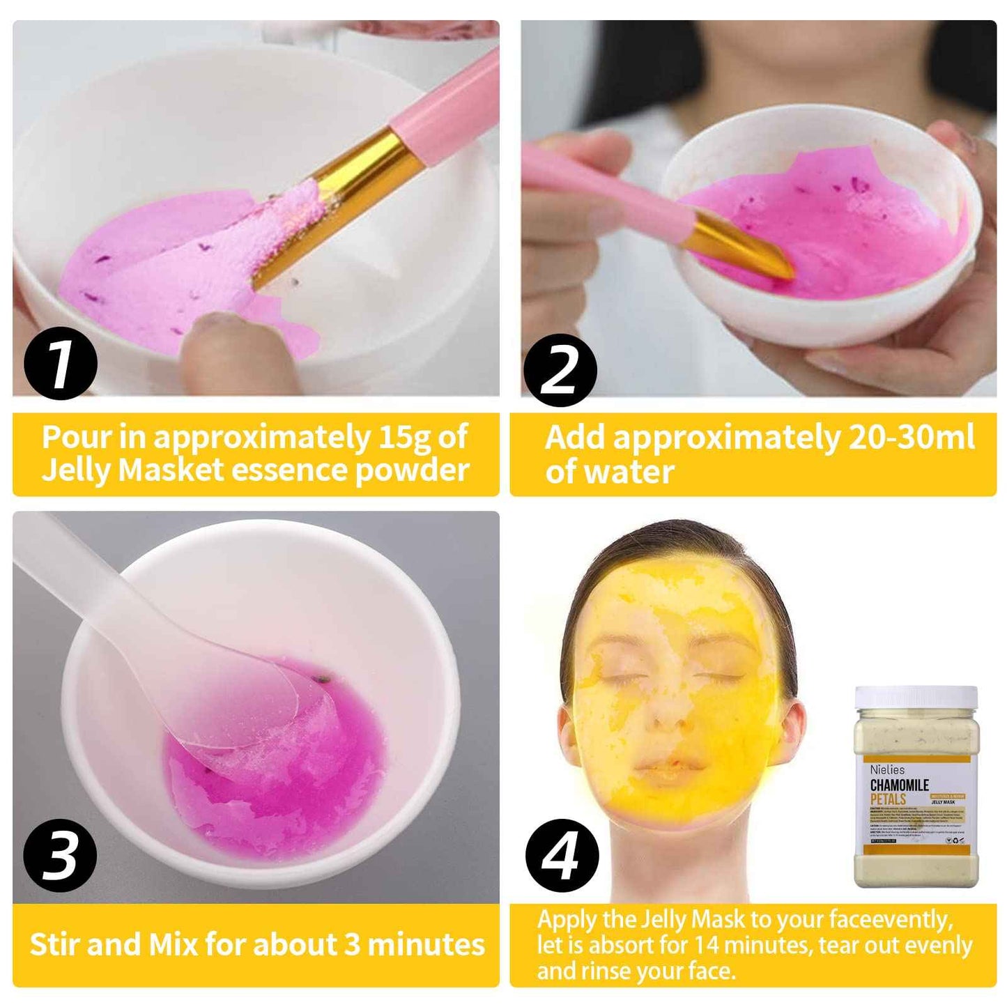 Nielies Lavender + Chamomile Patel Jelly Mask, Facial Skin Care- Collagen Peel-Off Jelly Mask Set For Facials, Face Mask For Instant Hydration, Vegan Peel Off Face Mask, For Anti-Aging