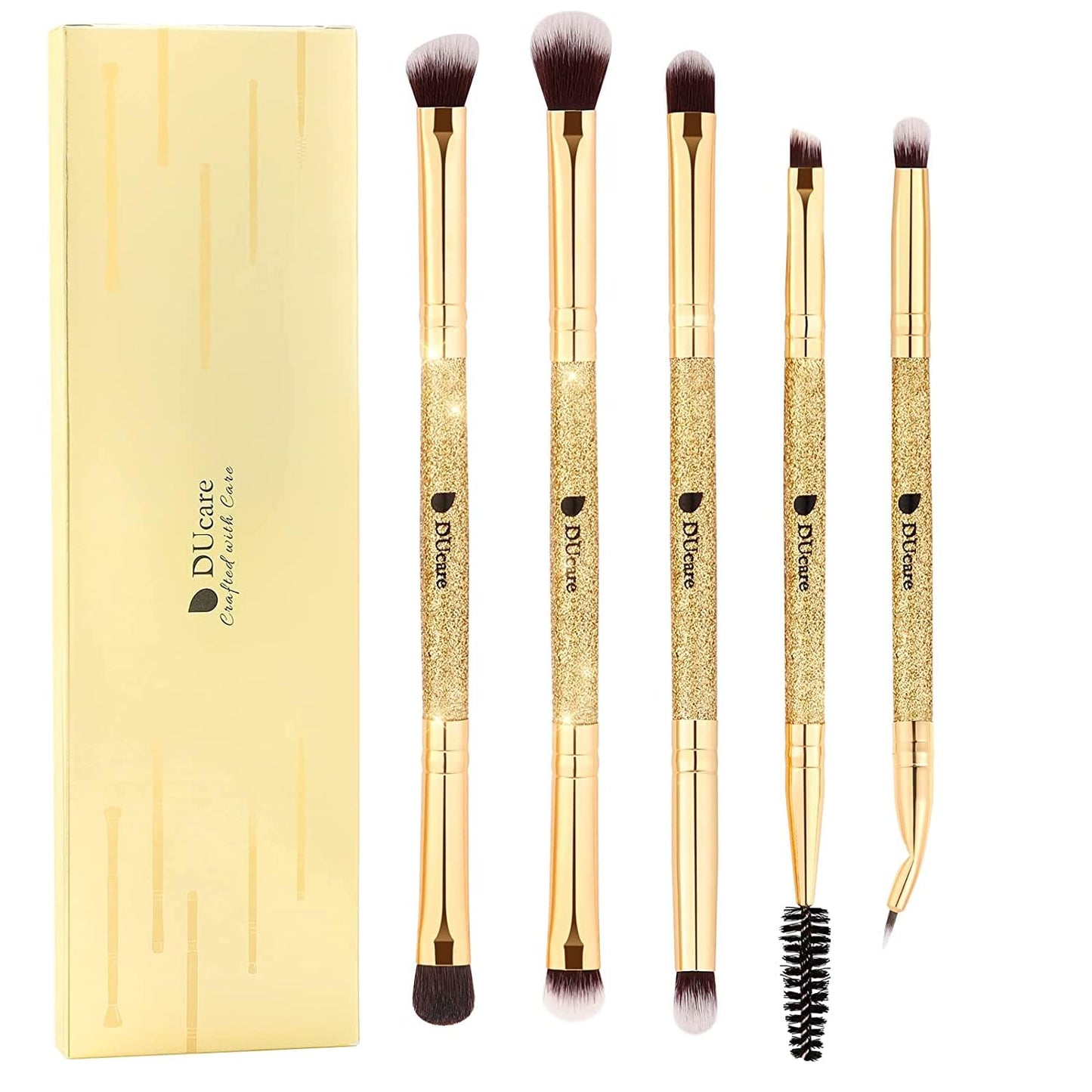 DUcare Eyeshadow Brushes Set Duo End Eye Makeup Brushes Professional Eyeshadow Brush set 5Pcs Travel Concealer Eyebrow Eyelash Eye Liners Blending