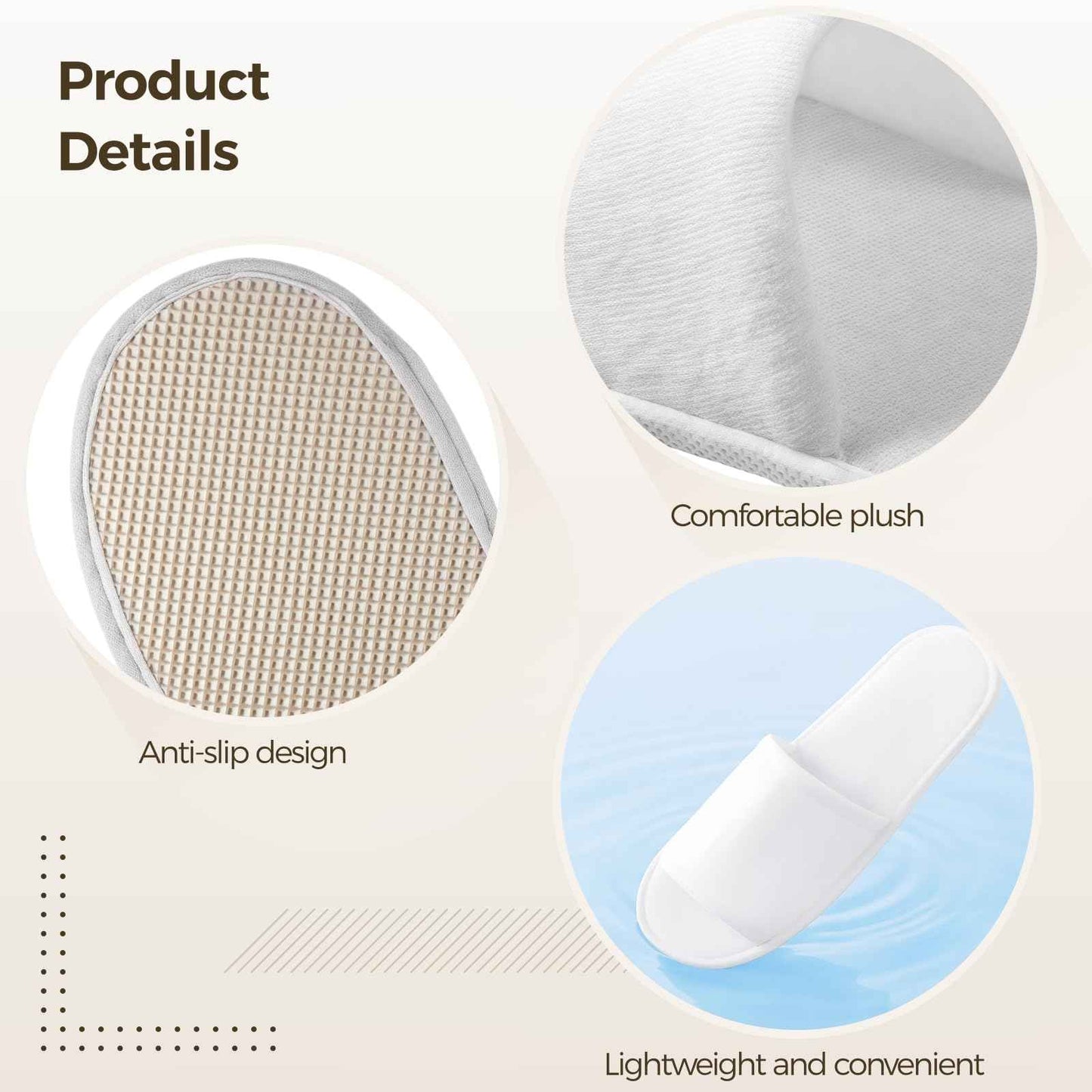 24 Pairs Spa Disposable Slippers, White Soft Plush Open Toe Non-Slip Slippers for Hotel, Spa, and Hospitality Unisex