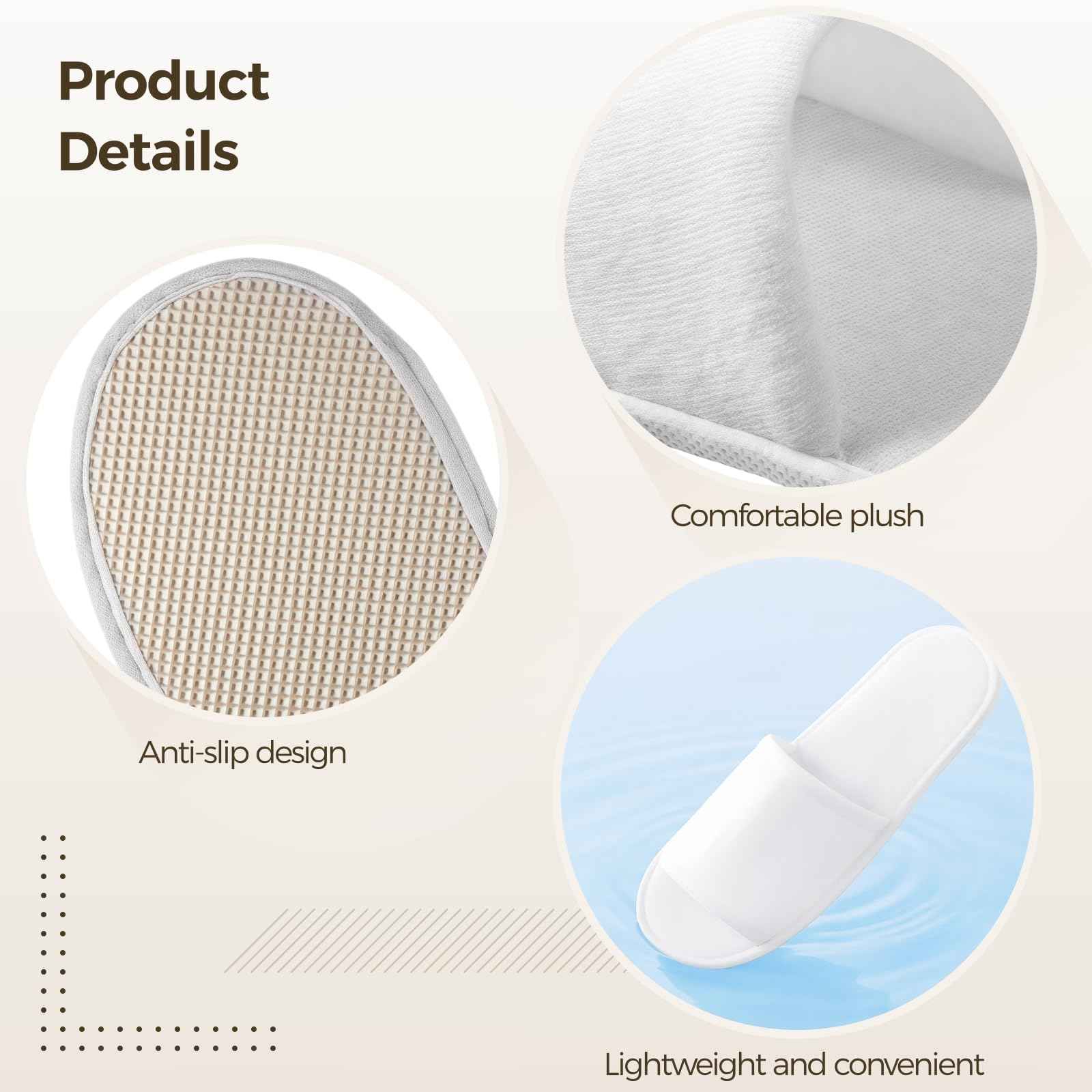 24 Pairs Spa Disposable Slippers, White Soft Plush Open Toe Non-Slip Slippers for Hotel, Spa, and Hospitality Unisex