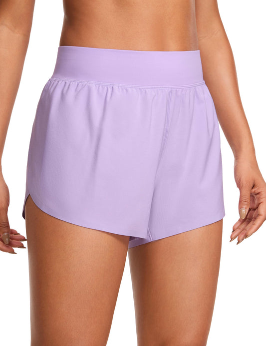 CRZ YOGA High Waisted Dolphin Athletic Running Shorts for Women High Split Comfy Mesh Liner Gym Workout Track Shorts Lilac XX-Small