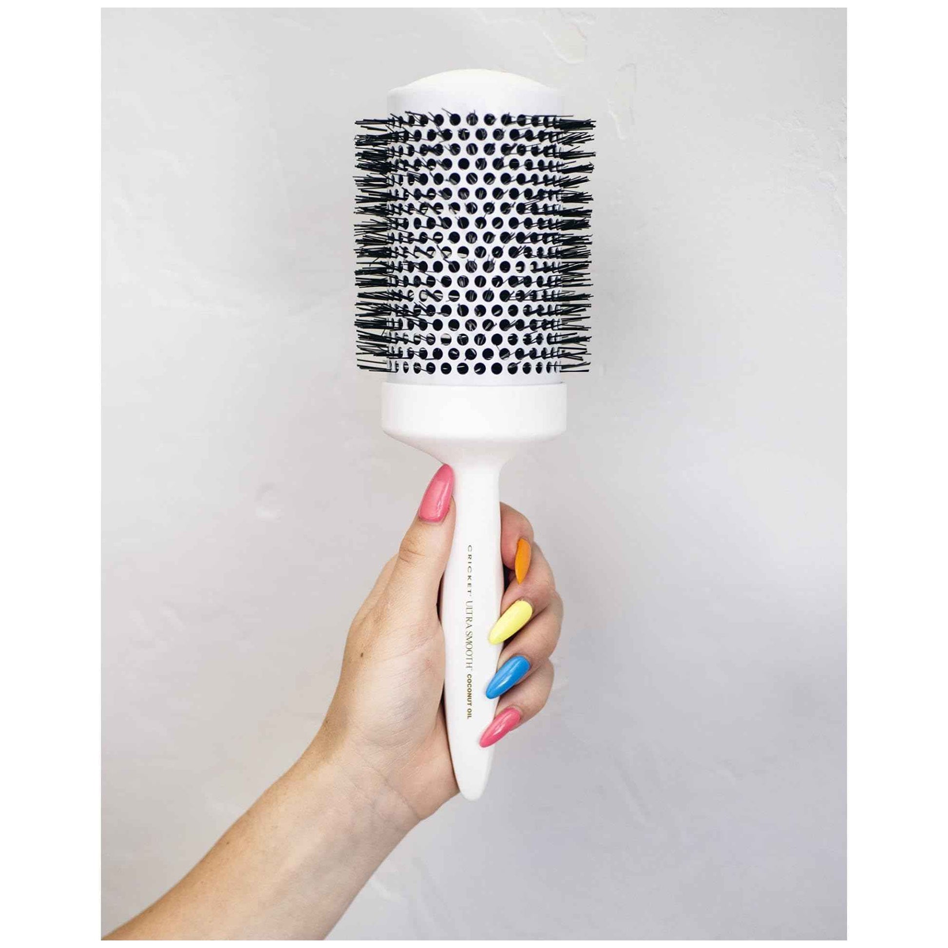 Cricket Ultra Smooth Coconut Thermal Hair Brush – 2.5” Ceramic Barrel, Coconut Oil and Keratin-Infused, Anti-Static Heat-Resistant Bristles, Textured Handle for Styling All Hair Types