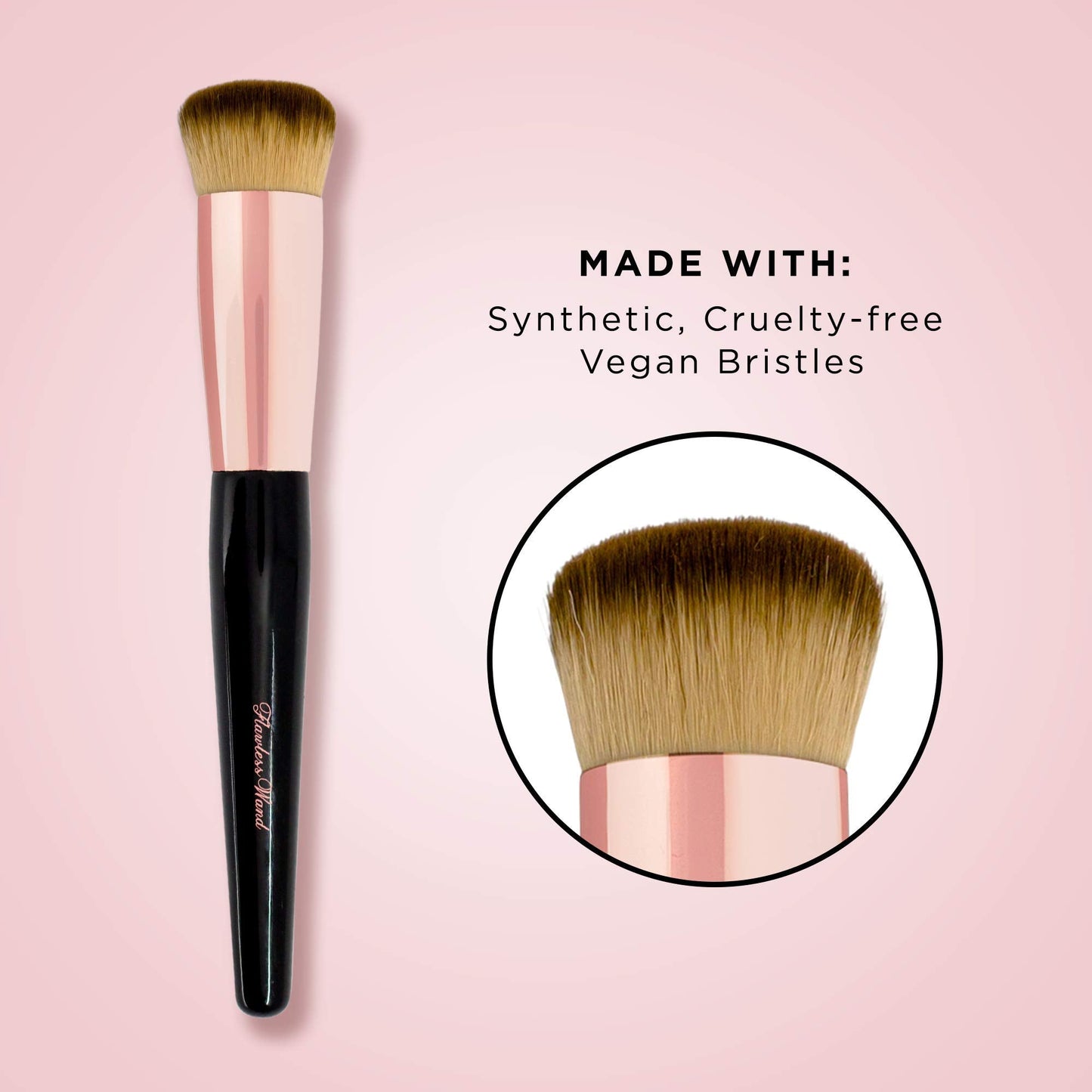 Pretty Vulgar Flawless Wand Foundation Brush, Vegan Makeup Brush for Liquid, Cream and Powder, Streak-free and Flawless Finish, Cruelty-Free Bristles