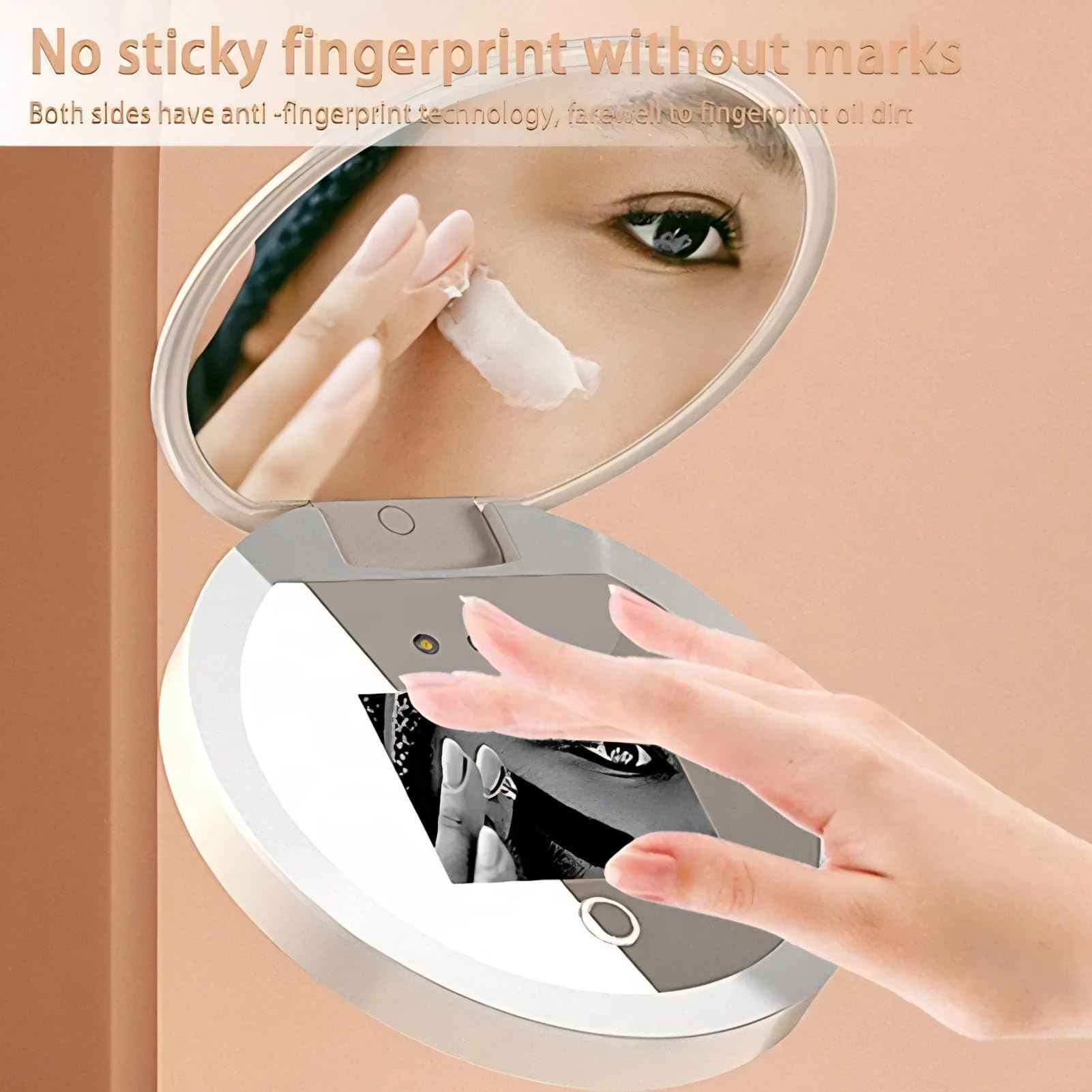 BONKZEBU Travel Mirror with Light,Intelligent Touch Control Brightness Adjustment Compact Mirror with Light,UV Camera Lens Testing Travel Mirror with Magnification,for Makeup Removal
