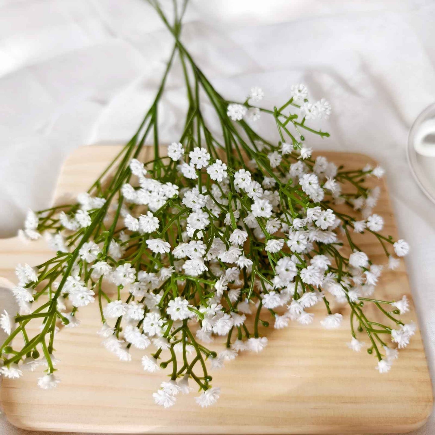 15 Pcs Babys Breath Artificial Flowers, Baby Breath Flowers Artificial Bulk, Real Touch Baby’s Breath Babies Breath Long Stems, Fake White Gypsophila For Bonquet Vase Wedding Decor Flower Arrangement