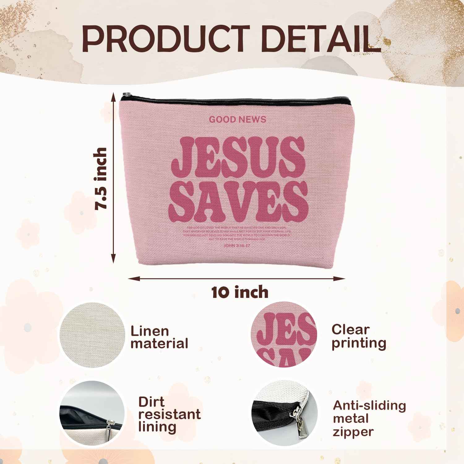 ignytiger Jesus Bible Verse Cosmetic Bag, Christian Gifts for Women, Inspirational Bible Verse Makeup Bag Small Religious Cosmetic Pouch for Travel, Toiletry Bag for Church Lovers Christmas Birthday