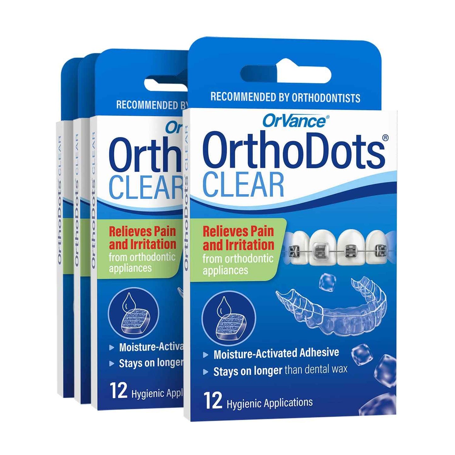 OrthoDots Clear – 24-Hour Protection | Sticks Better Than Dental Wax | Moisture Activated Braces Wax Alternative for Pain Caused by Braces, Clear Aligner Trays, and Other Orthodontic Appliances
