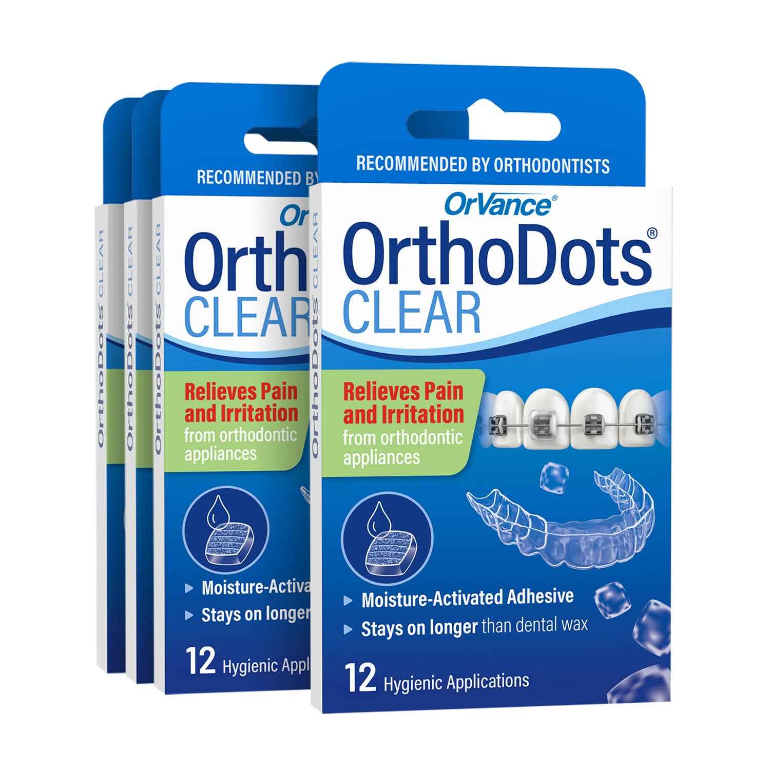 OrthoDots Clear – 24-Hour Protection | Sticks Better Than Dental Wax | Moisture Activated Braces Wax Alternative for Pain Caused by Braces, Clear Aligner Trays, and Other Orthodontic Appliances