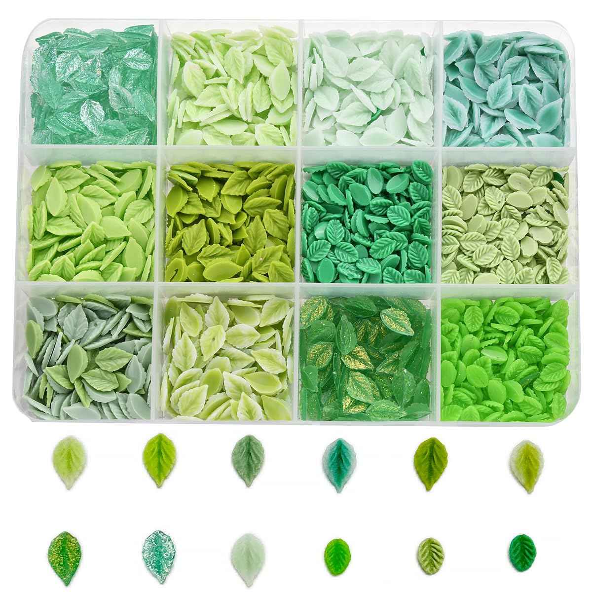 ZUMILLMN Leaf Nail Charm, 3D Nail Charms Bulk, 12 Styles Green Leaves Charms for Nails, Y2K Charms for Nails Design for Women Girl DIY Jewelry Cellphone Crafts