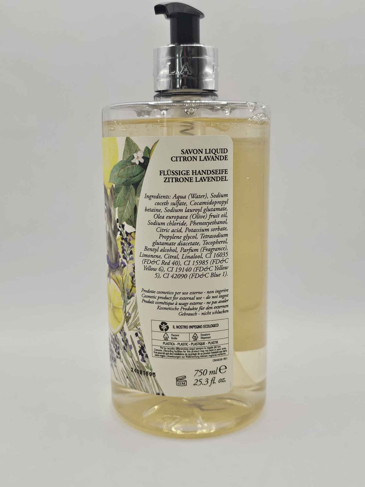 LA FLORENTINA Lemon Lavender Hand Wash, 25.3 Fl Oz, Made in Italy