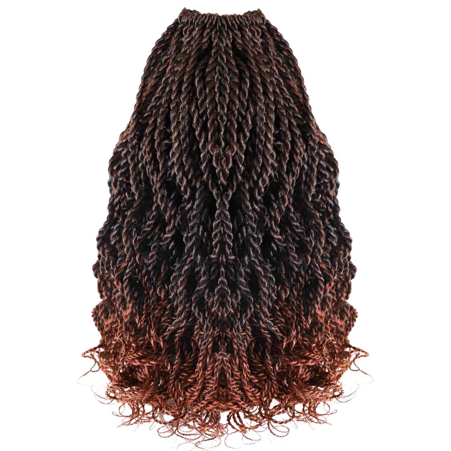 Wavy Senegalese Twist Crochet Hair Ginger 8 Inch Pre Looped Short Crochet Hair with Curly Ends 8 Packs Curly Crochet Hair for Black Women Synthetic Crochet Braids 120 Strands Kinky Twist Hair(T350)