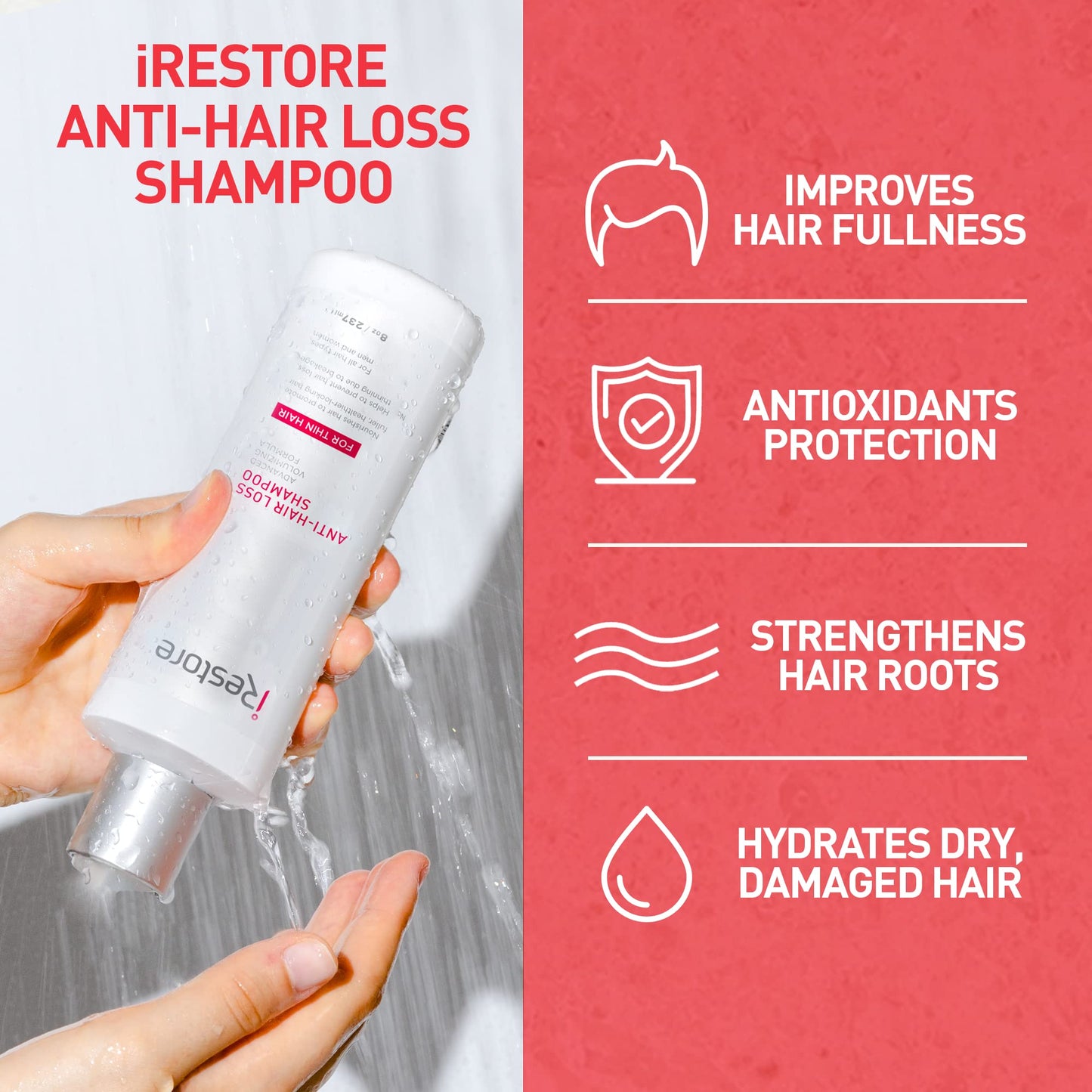 iRestore Biotin Shampoo for Hair Growth - Thinning Hair Shampoo for Men & Women, Hair Thinning Shampoo for Thinning Hair and Hair Loss, Thickening Shampoo & Volumizing Shampoo