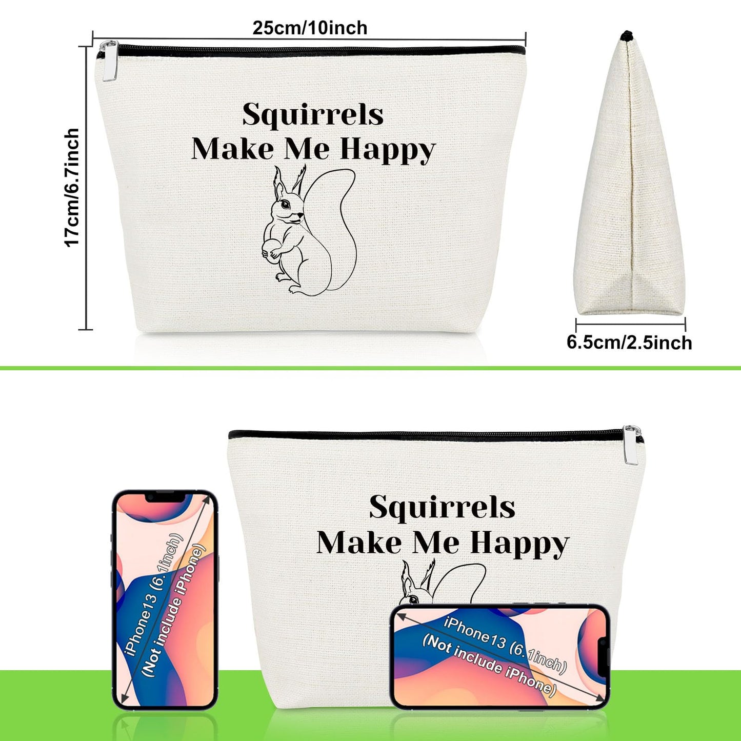 Squirrel Gift Squirrel Lover Makeup Bag Squirrel Lover Gift Squirrel Mom Gifts Cosmetic Bag Squirrel Themed Gifts Animal Lover Gifts Christmas Birthday Gift for Friend Daughter Travel Toiletry Pouch