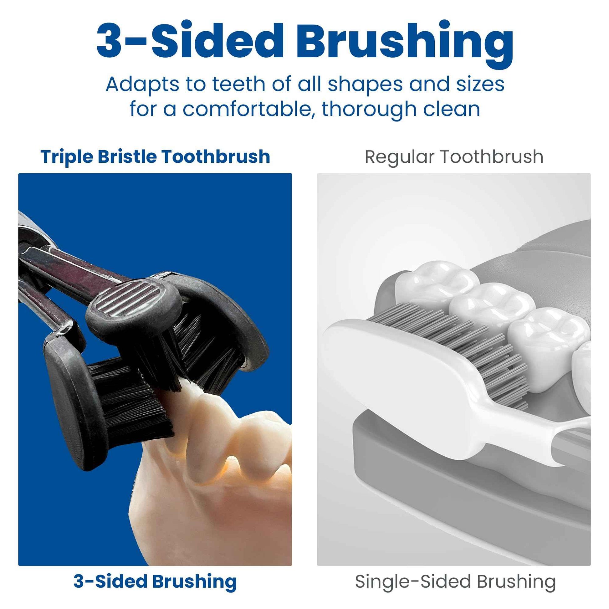Compatible With The Triple Bristle Max Only | Triple Bristle Max Replacement Brush Head Refills | Charcoal Infused | Innovative 3 Head Design | Compatible with Triple Bristle Max Only | 2 Pack (Black)