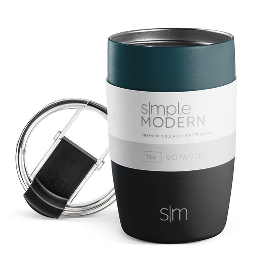 Simple Modern Travel Coffee Mug Tumbler with Flip Lid | Reusable Insulated Stainless Steel Cold Brew Iced Coffee Cup Thermos | Gifts for Women Men Him Her | Voyager Collection | 12oz | Moonlight