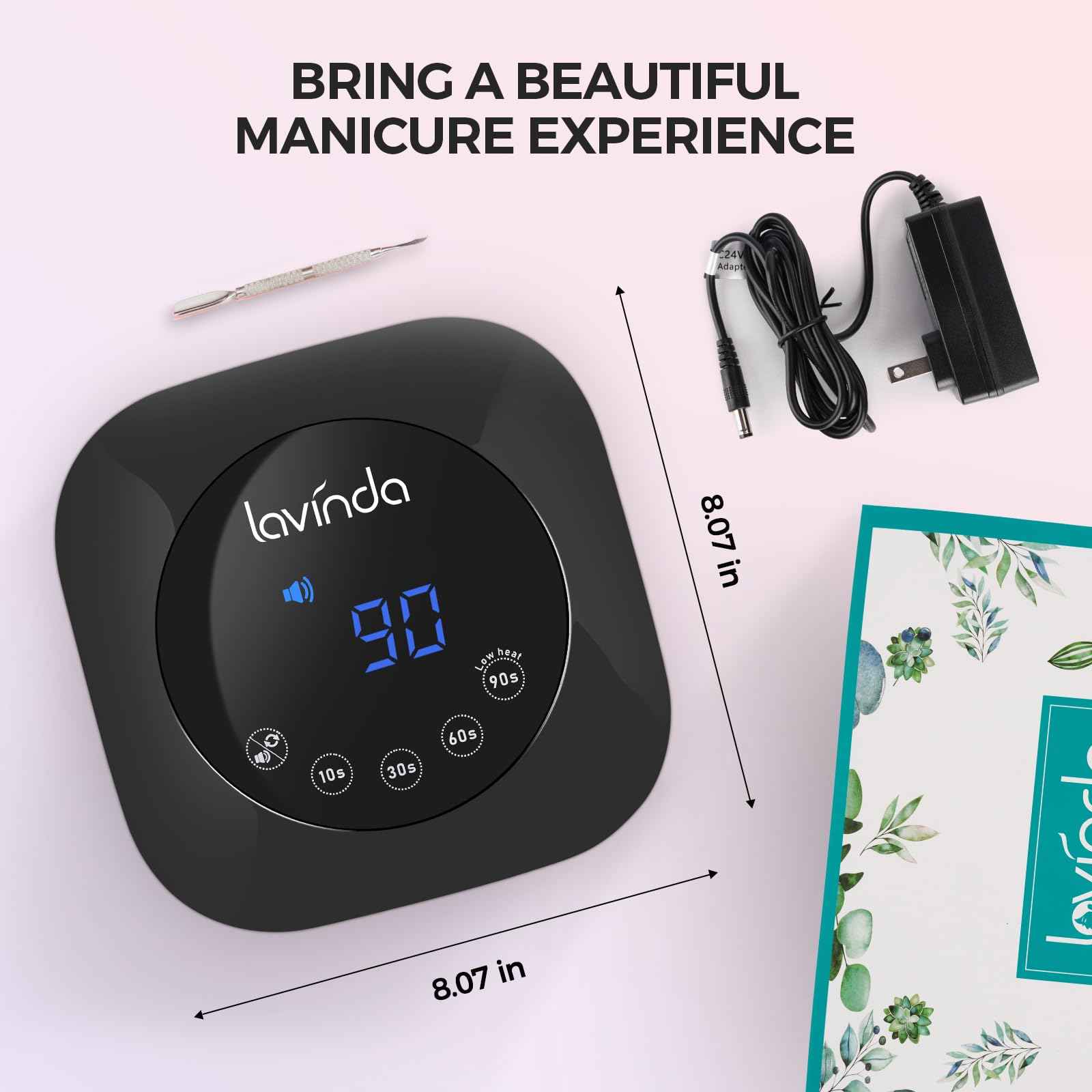 Lavinda UV LED Nail Lamp, 54W UV Nail Light for Gel Polish Acrylic , Professional Gel Lamp with Auto Sensor Fast Curing Nails Dryer 4 Timer Settings Art Tools for Salon Home Use