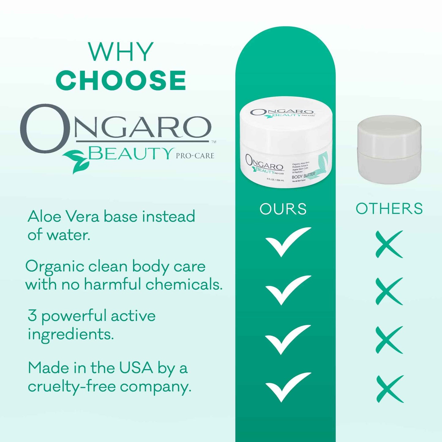 Ongaro Beauty - Whipped Body Butter Cream, Organic Shea Butter for Women with Aloe Vera, Plant Stem Cells, Peptides, Hyaluronic Acid, Probiotics, Vitamin C & E, Body Care for Women - 8 Fl Oz